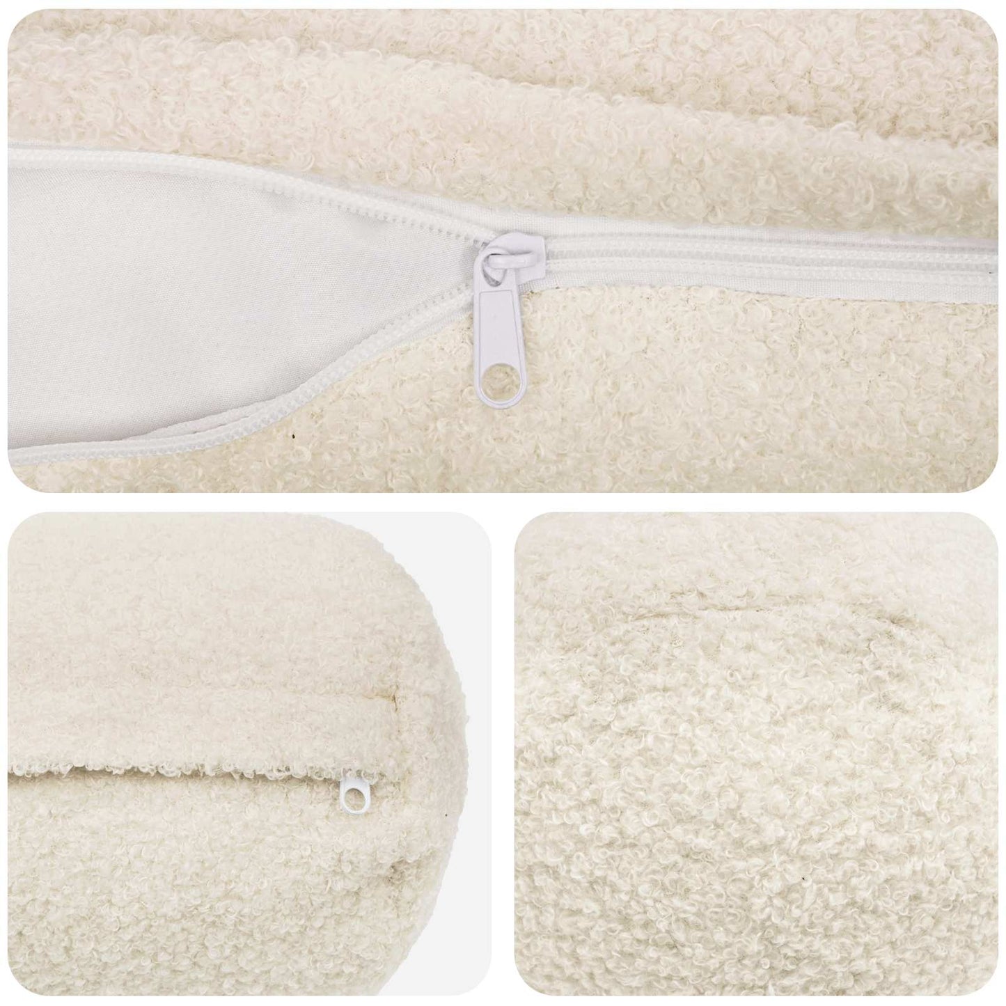Pudebetræk 6 pcs HEERLEN Cremefarvet Ø 15 x 40 cm Bouclé
