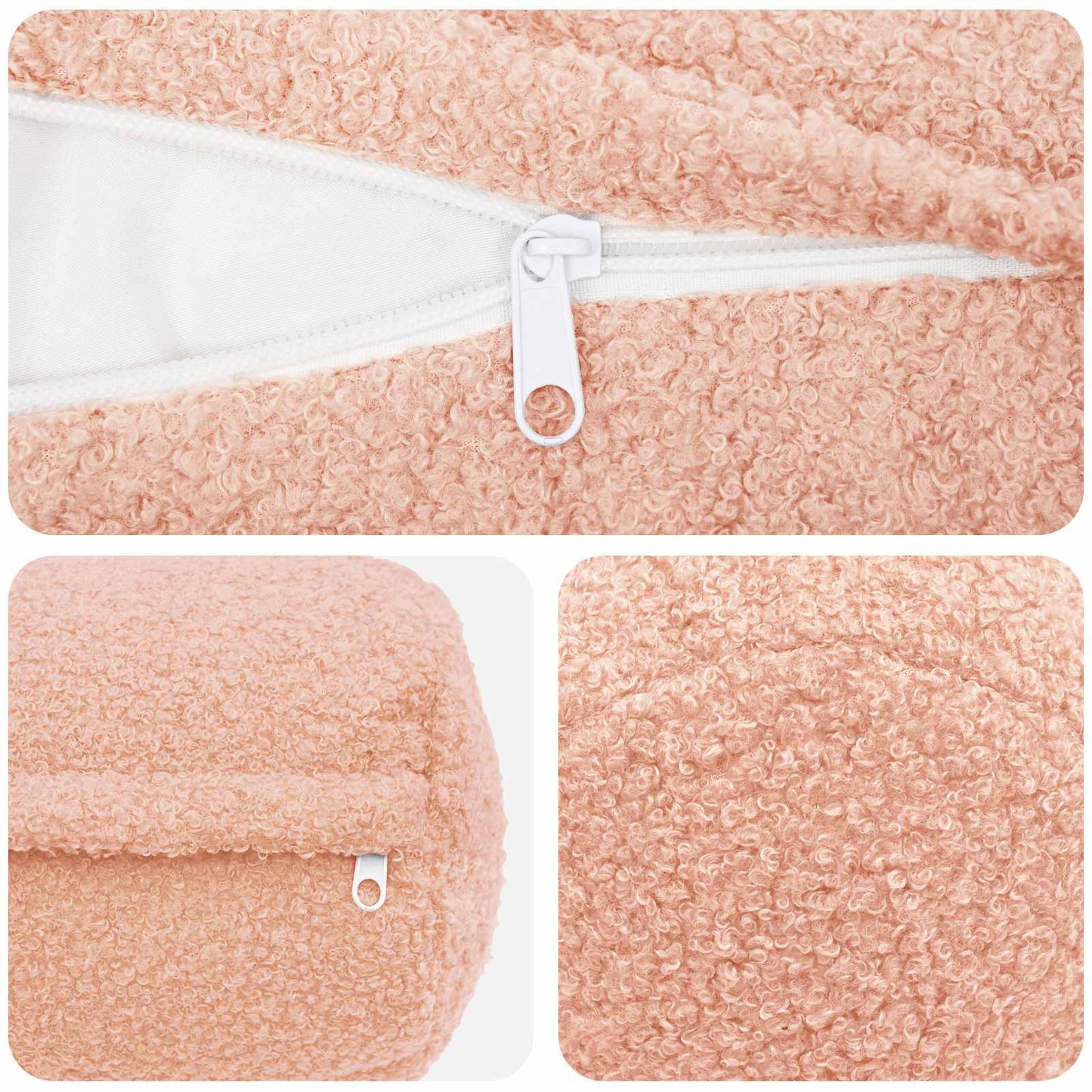 Pudebetræk 2 pcs HEERLEN Lyserød Ø 15 x 40 cm Bouclé
