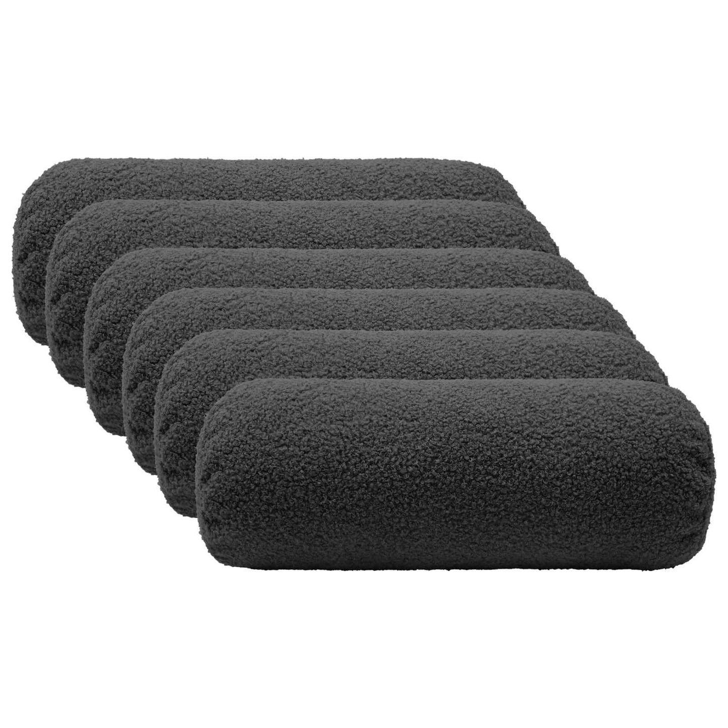 Pudebetræk 6 pcs HEERLEN Mørkegrå Ø 15 x 40 cm Bouclé