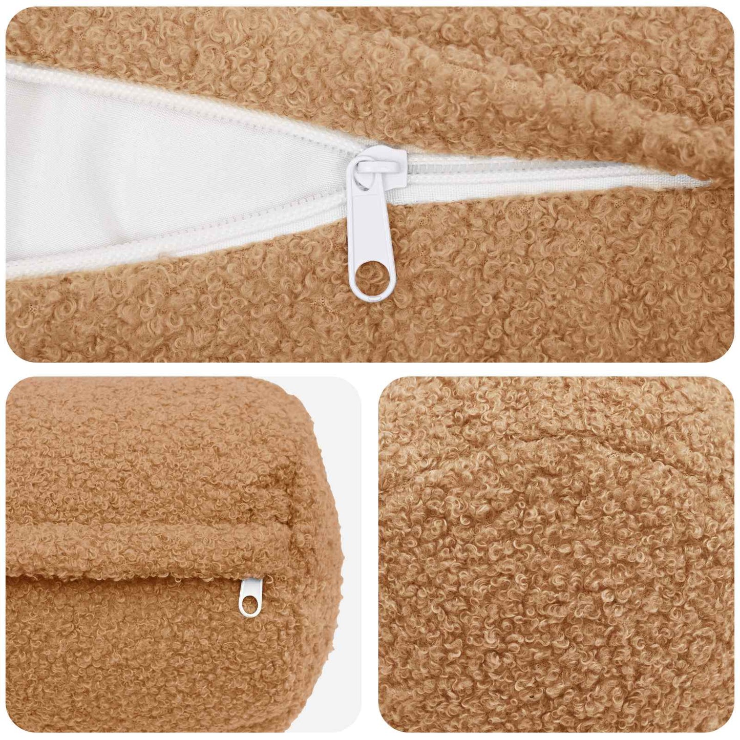 Pudebetræk 2 pcs HEERLEN Beige Ø 15 x 40 cm Bouclé