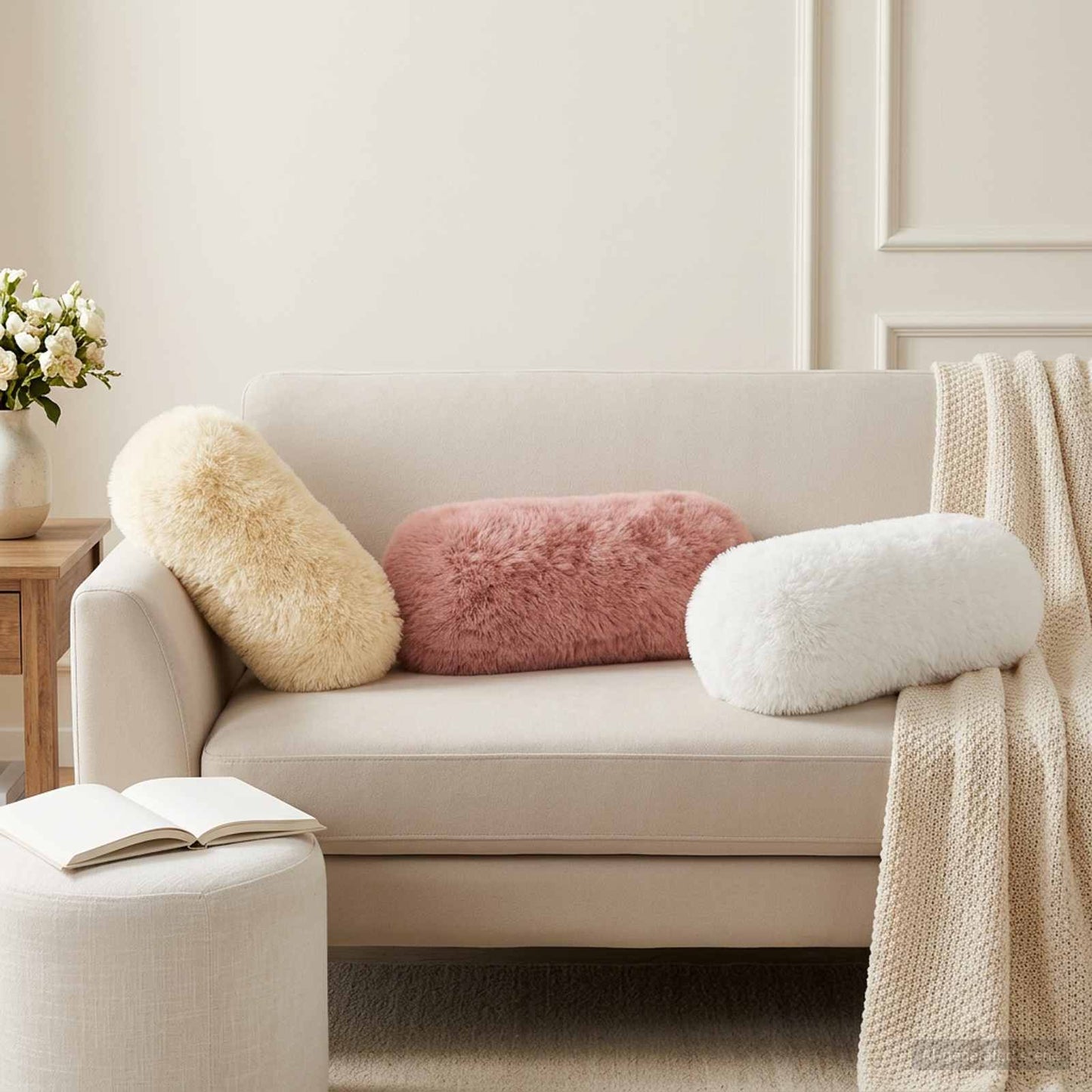 Pudebetræk 6 pcs HEERLEN Cremefarvet Ø 15 x 40 cm PV Fleece
