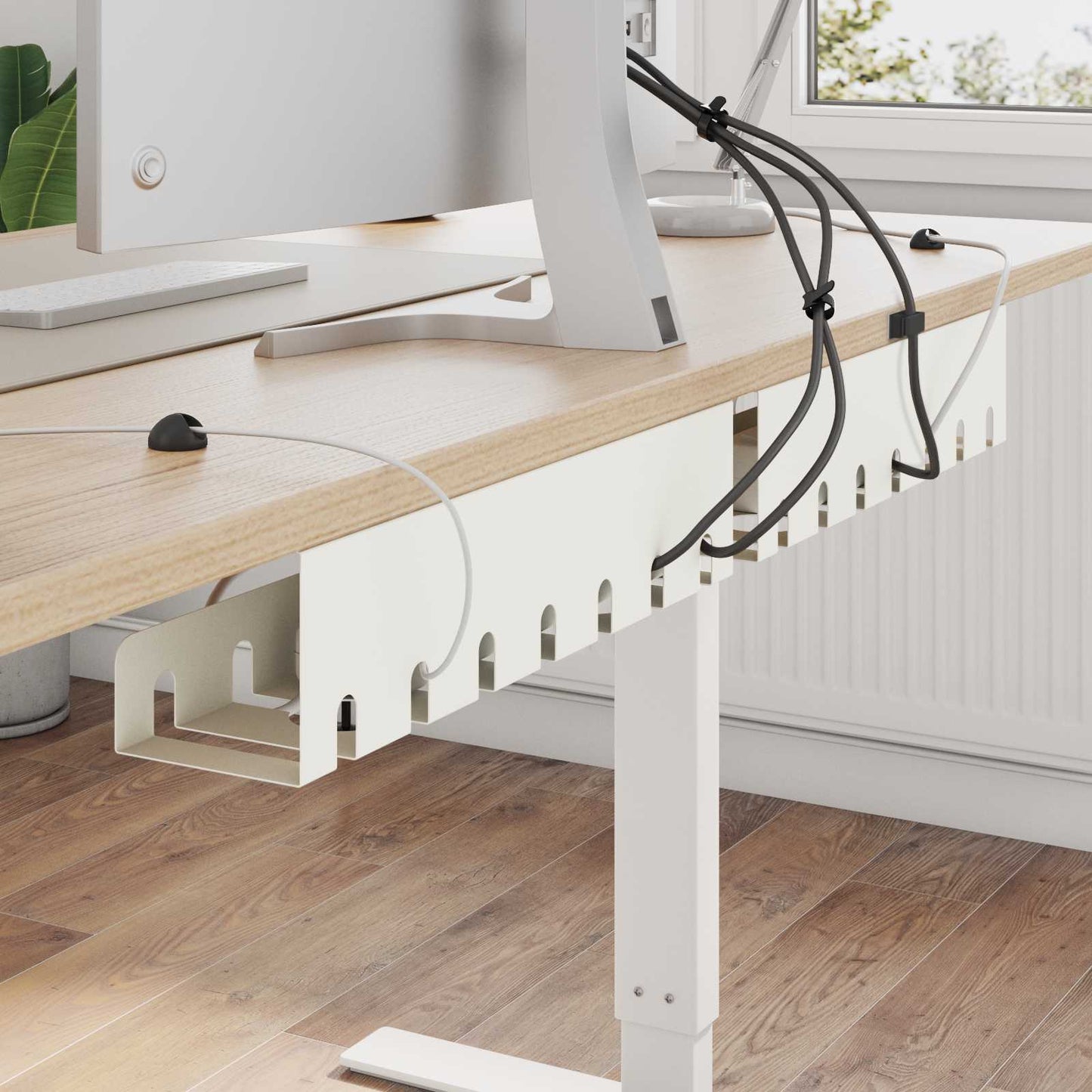 Under bordkablehåndteringstrå 2 stk. Hvid 43 x 10 x 10 cm Stål
