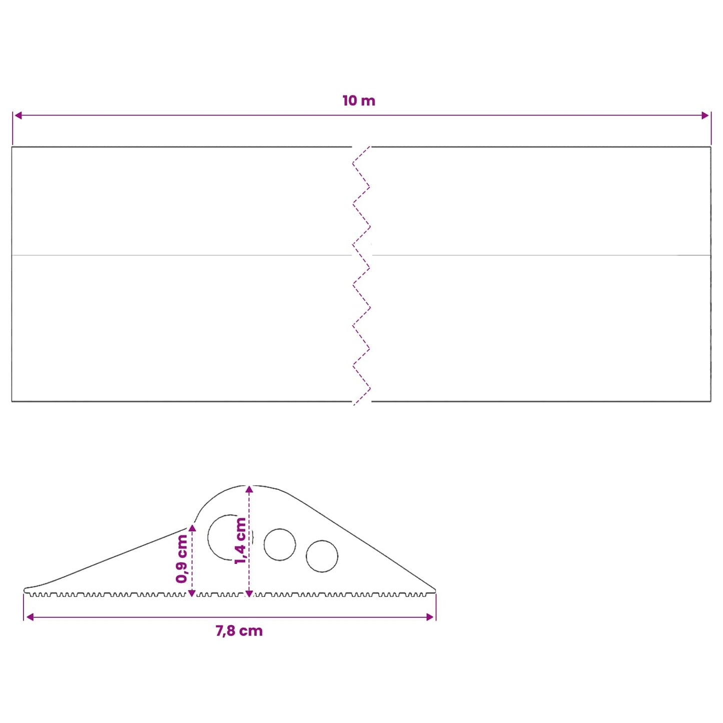 Garage Gulvforsegling Sort 78 x 14 mm 10 m EPDM gummi