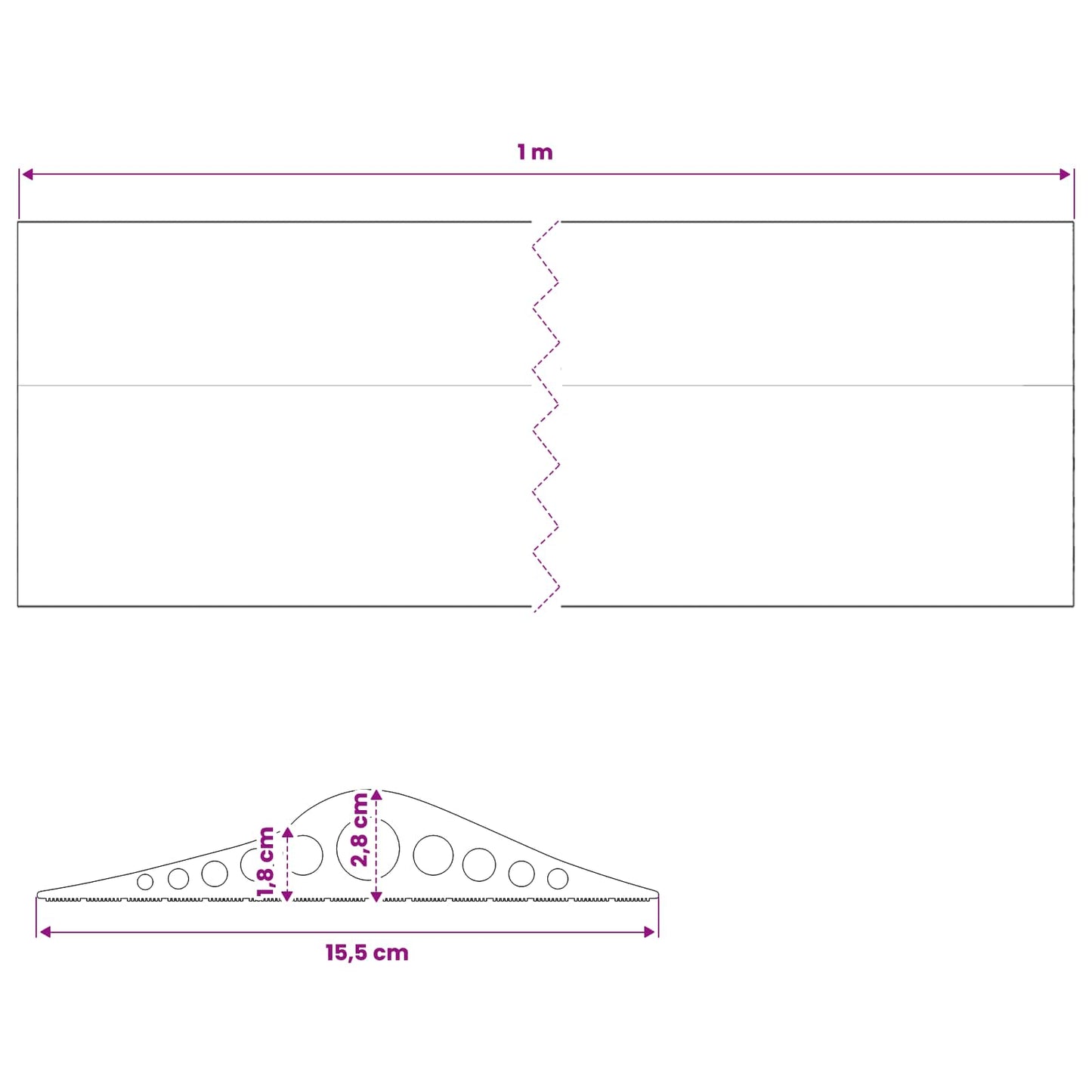 Garage Gulvforsegling Sort 155 x 28 mm 1 m EPDM gummi