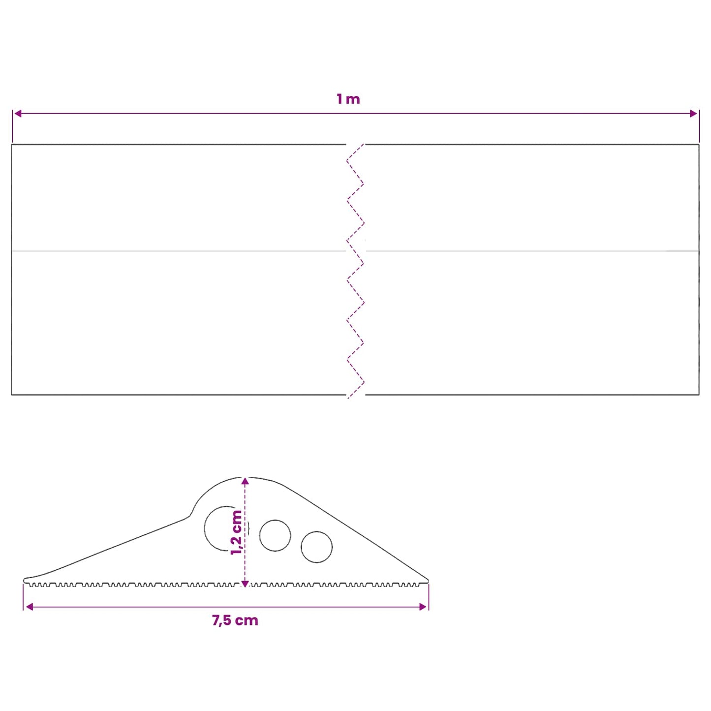 Garage Gulvforsegling Sort 75 x 12 mm 1 m EPDM gummi
