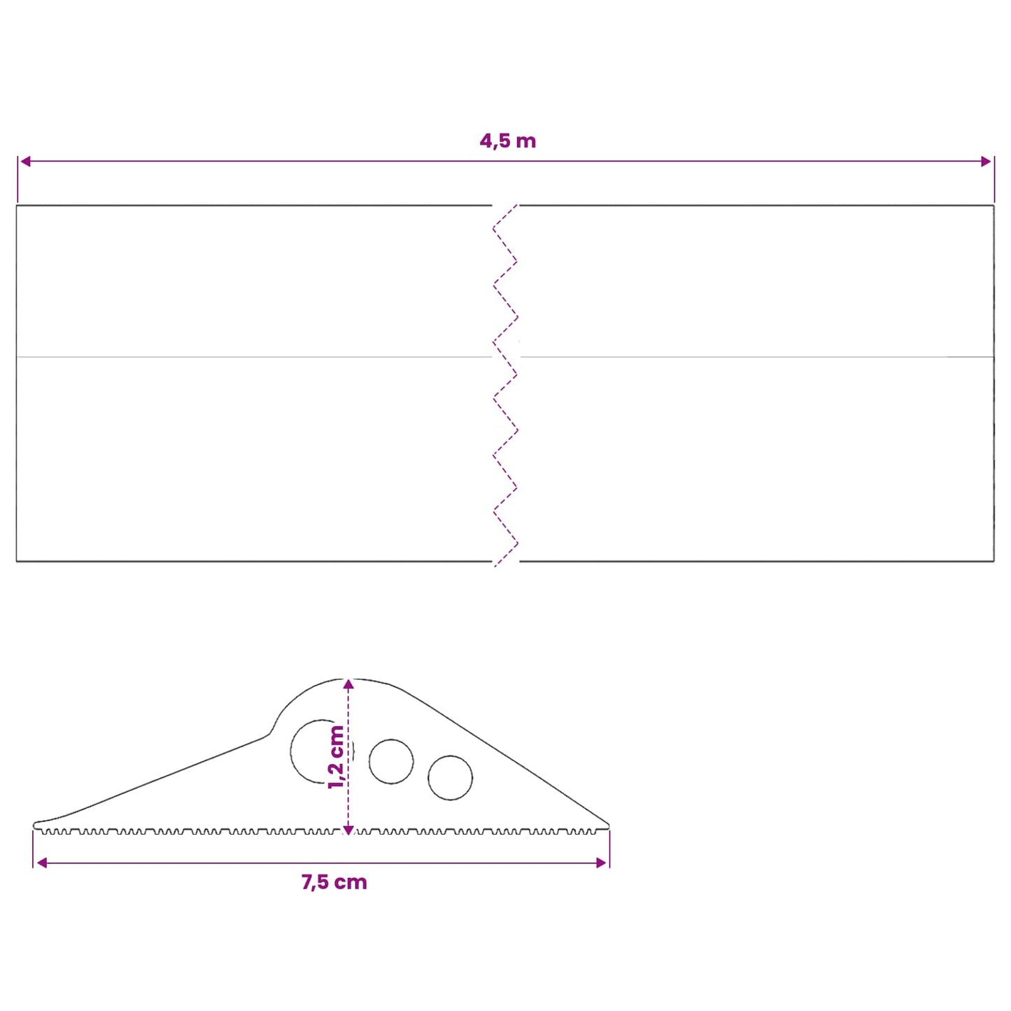 Garage Gulvforsegling Sort 75 x 12 mm 4,5 m EPDM gummi