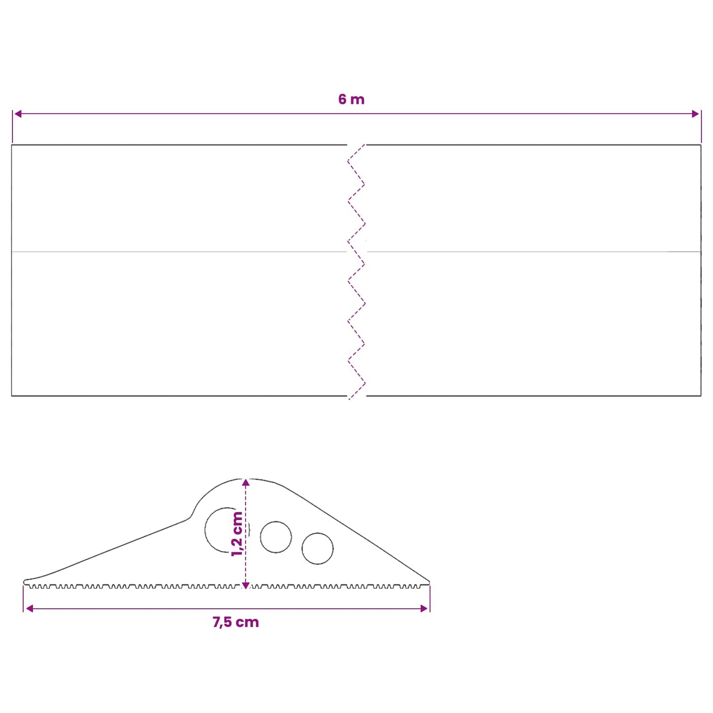 Garage Gulvforsegling Sort 75 x 12 mm 6 m EPDM gummi