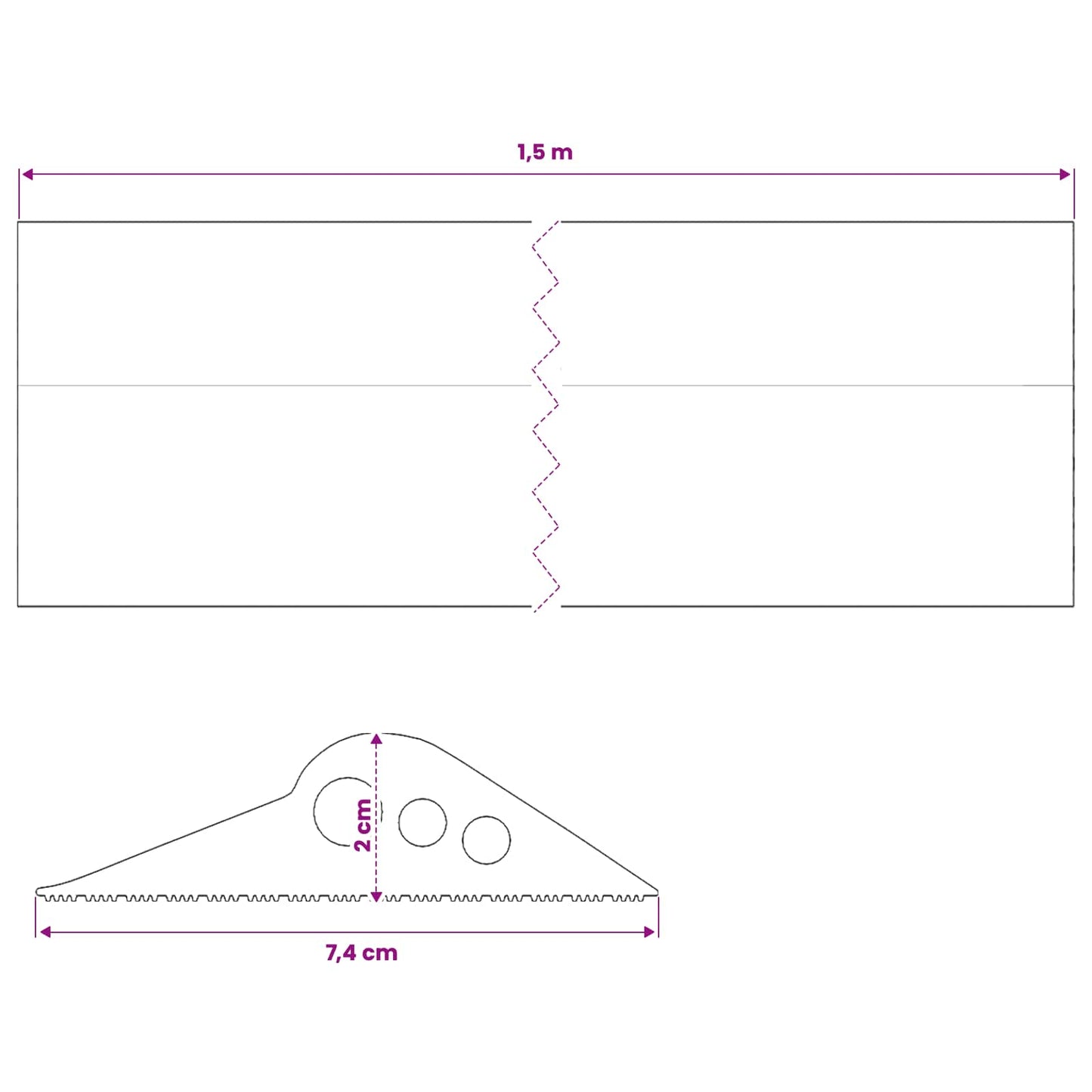 Garage Gulvforsegling Sort 74 x 20 mm 1,5 m EPDM gummi