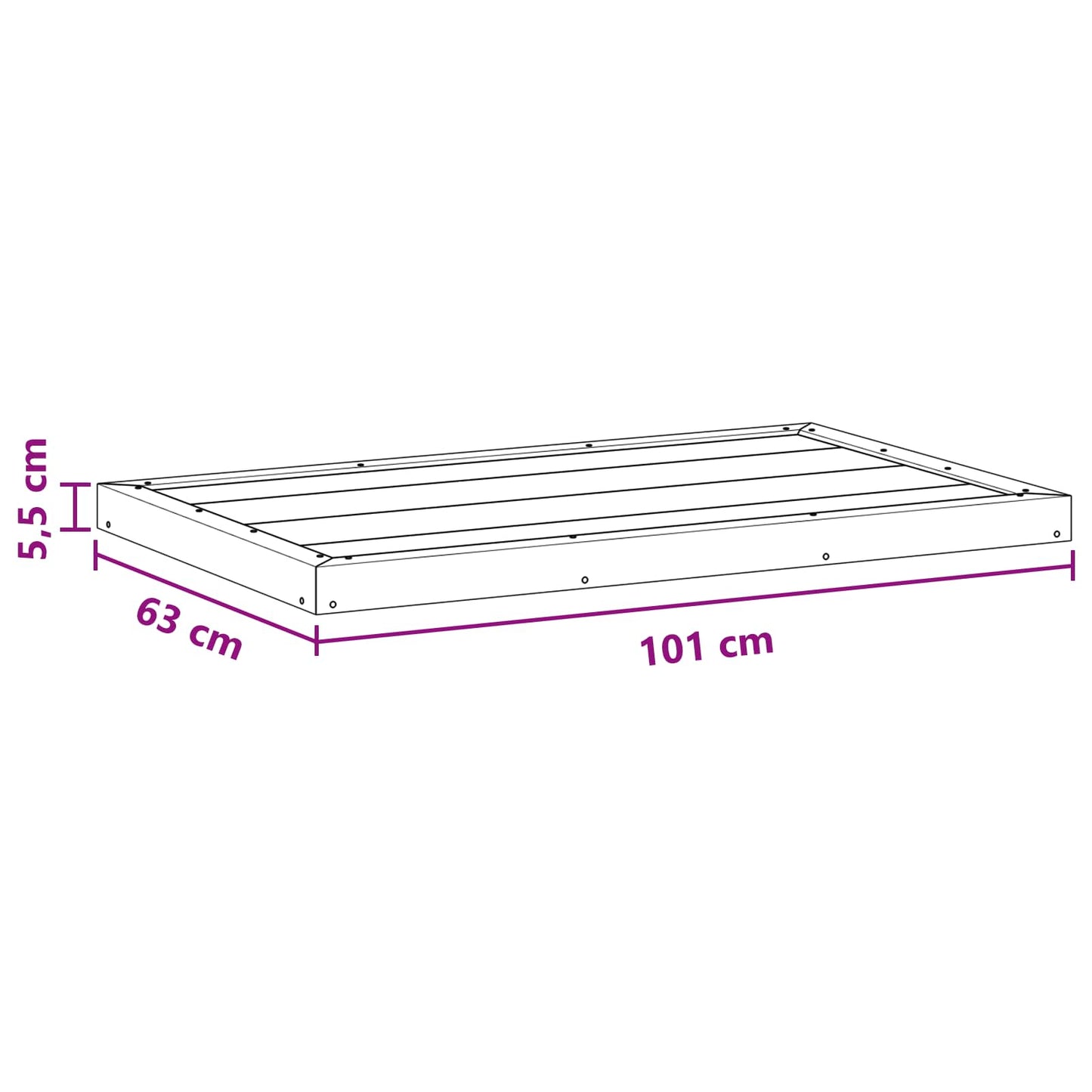 Bruser Baseplade Sort 101 x 63 x 5,5 cm WPC