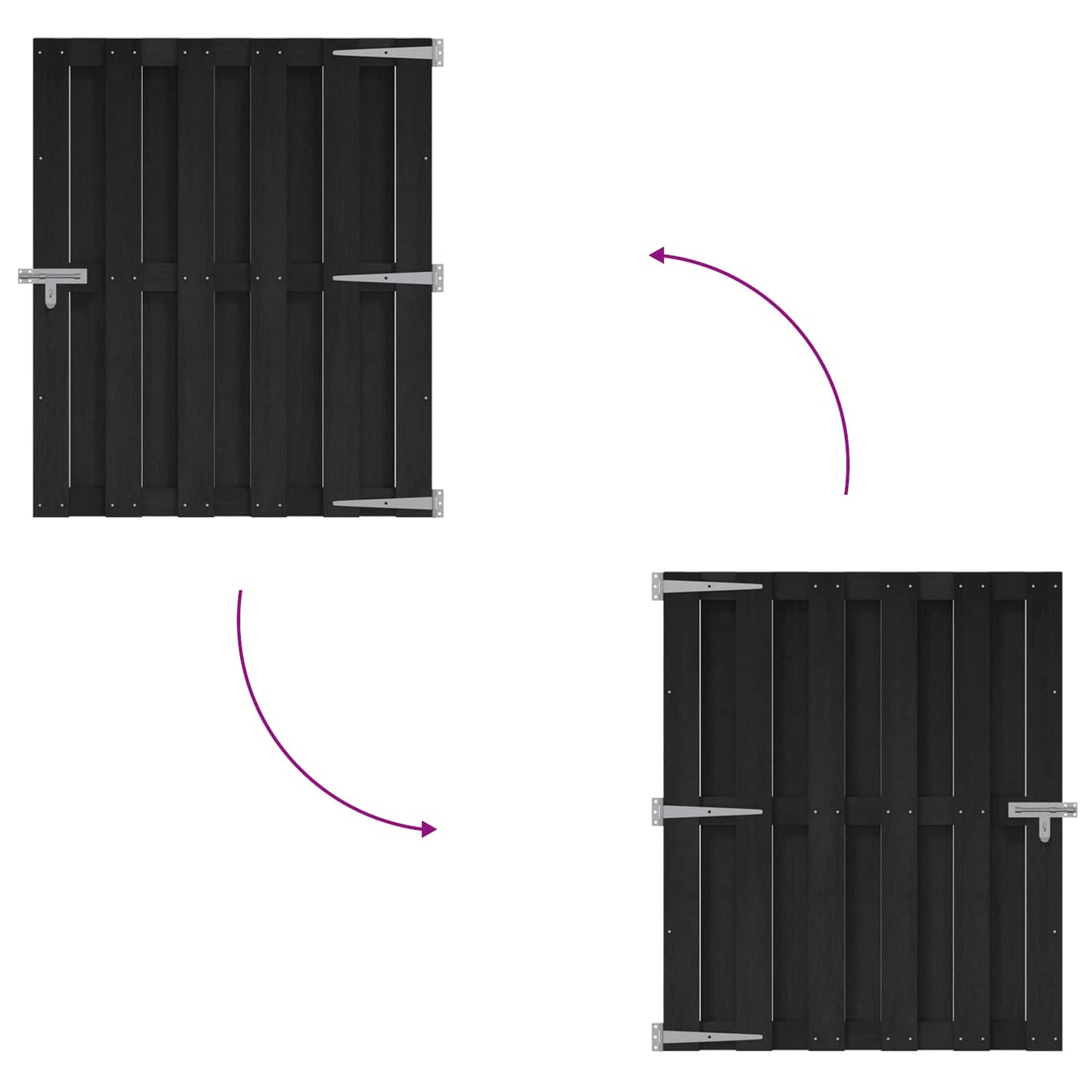 Haveport 100 x 112 cm WPC og Aluminium Sort