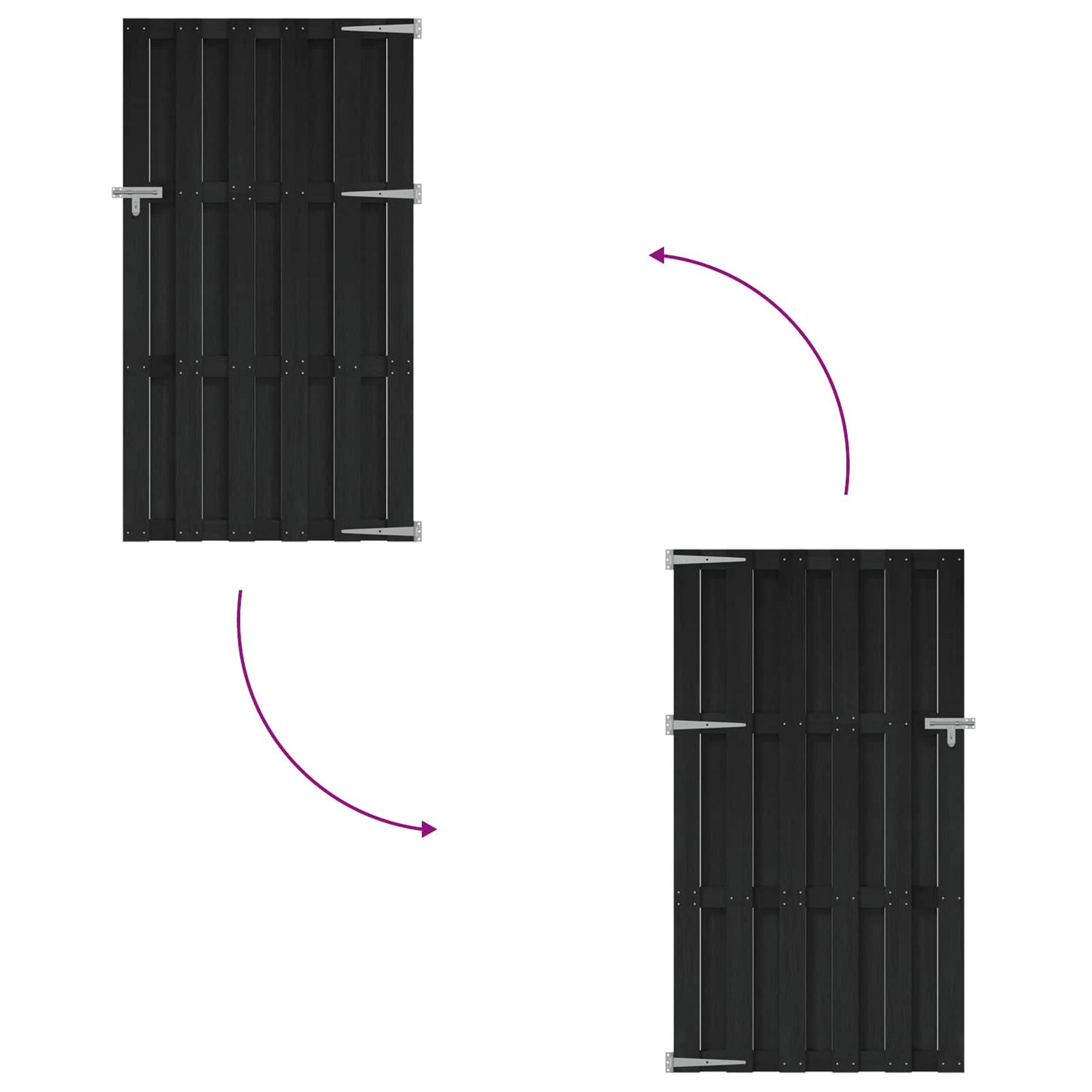 Haveport 100 x 180 cm WPC og Aluminium Sort