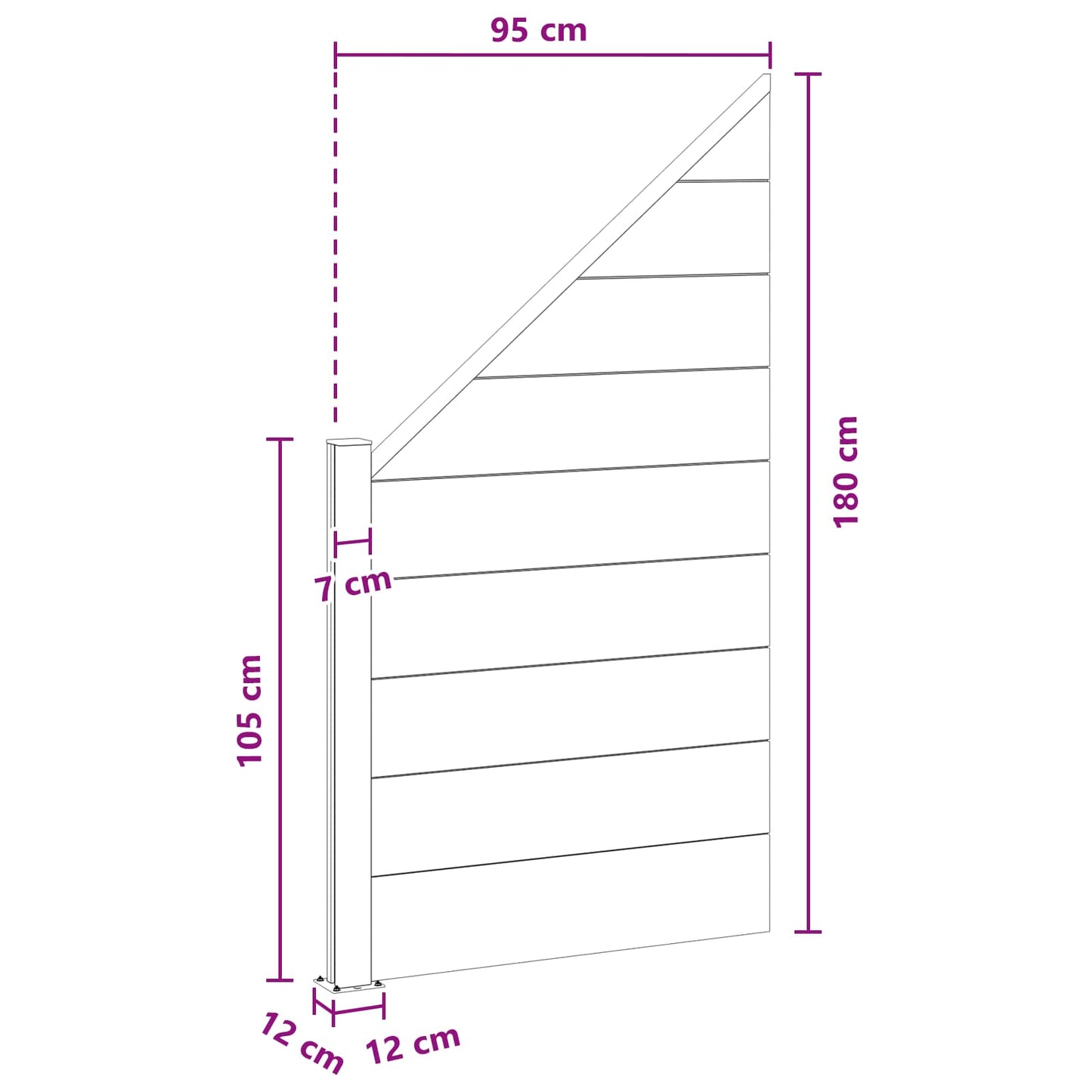 Hegnssæt 95 x 180 cm WPC og Aluminium Sort