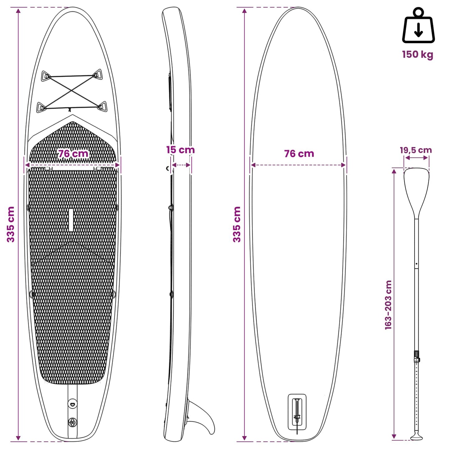 Oppustelig Stand Up Paddle Board SCYLLA 335 x 76 x 15 cm Blå
