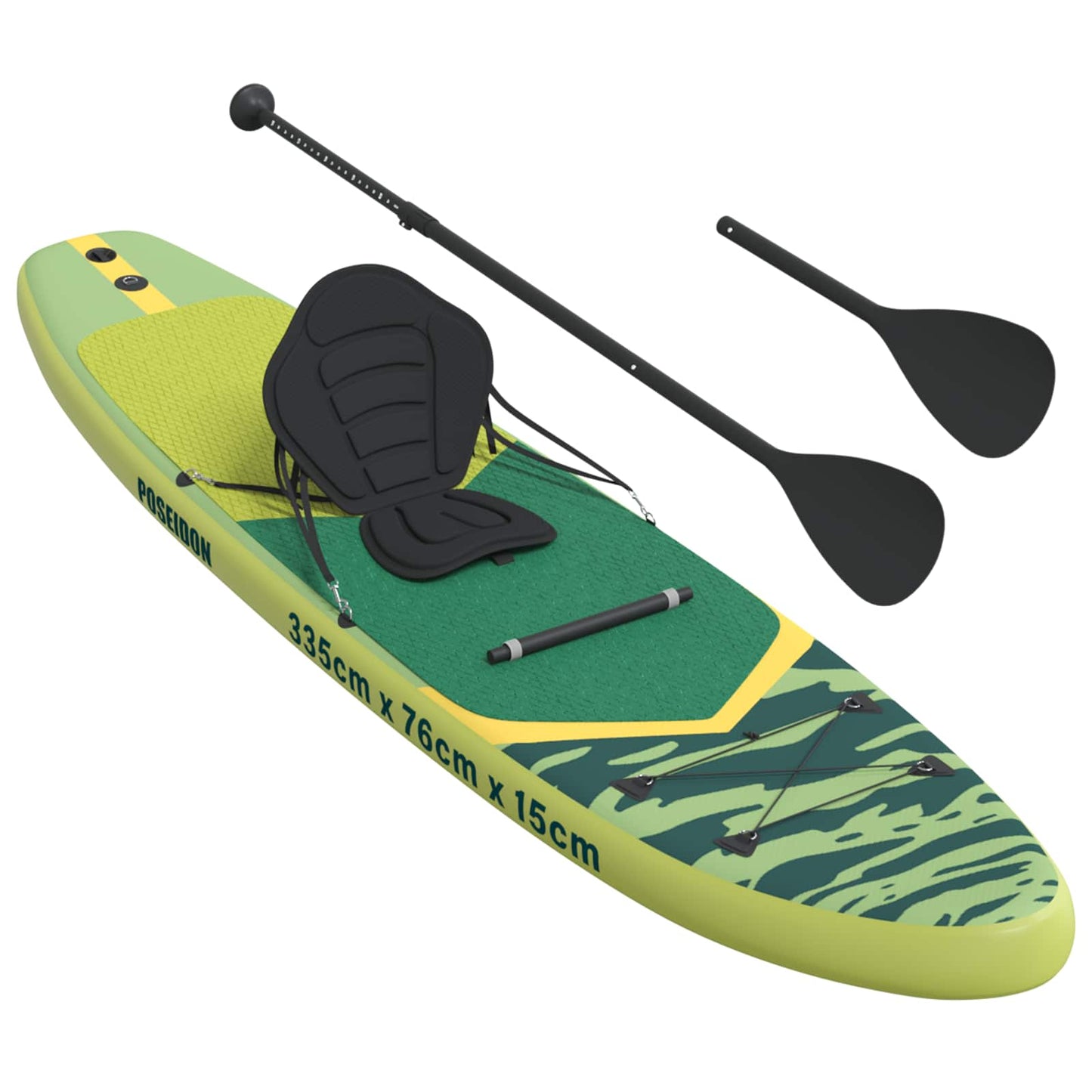 SUP board med sæde 2-i-1 POSEIDON 335 x 76 x 15 cm Grøn til