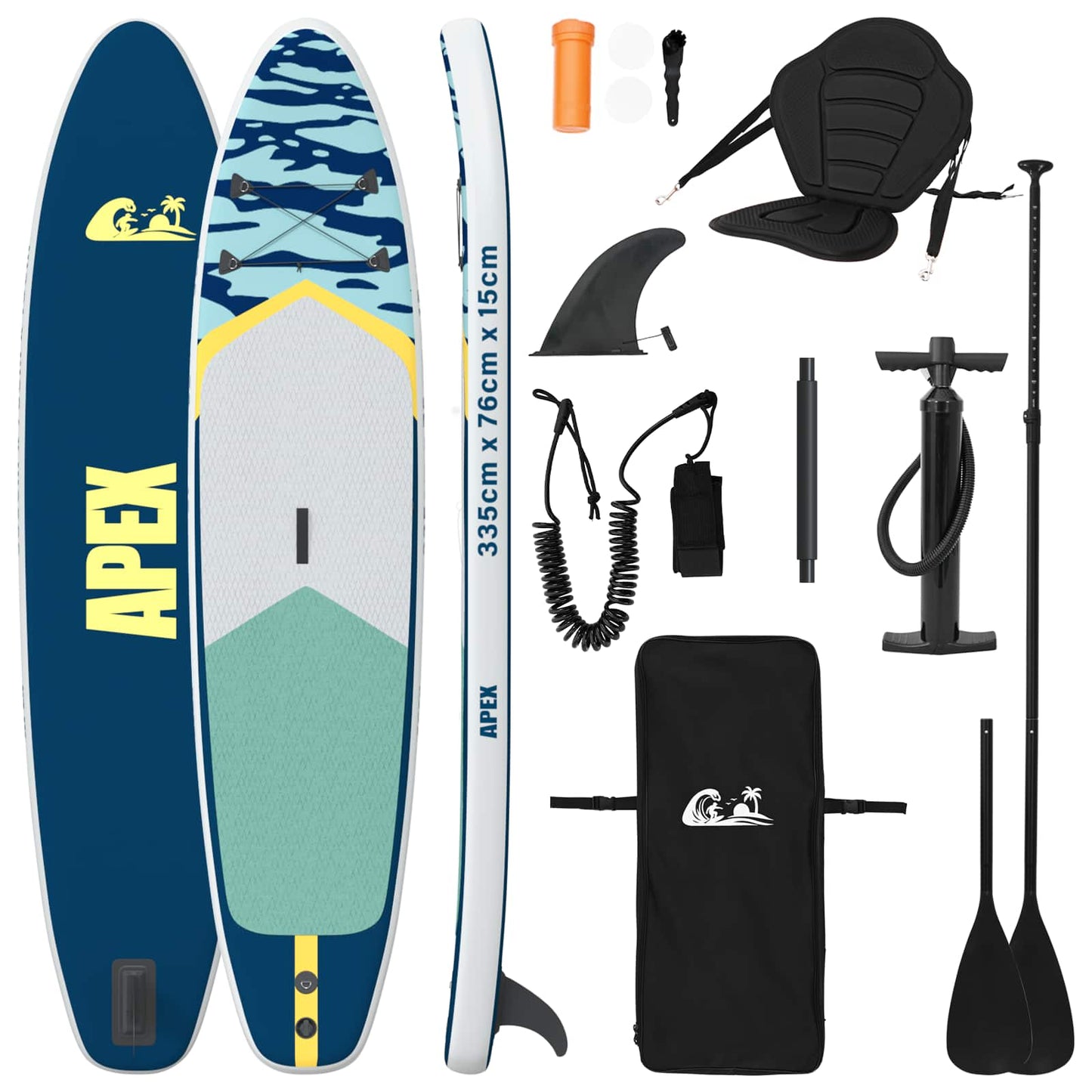 SUP board med sæde 2-i-1 APEX 335 x 76 x 15 cm Blå til