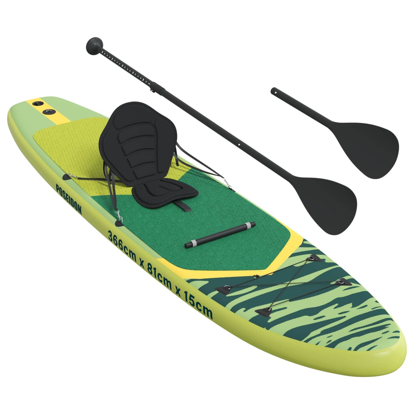 SUP board med sæde 2-i-1 POSEIDON 366 x 81 x 15 cm Grøn til