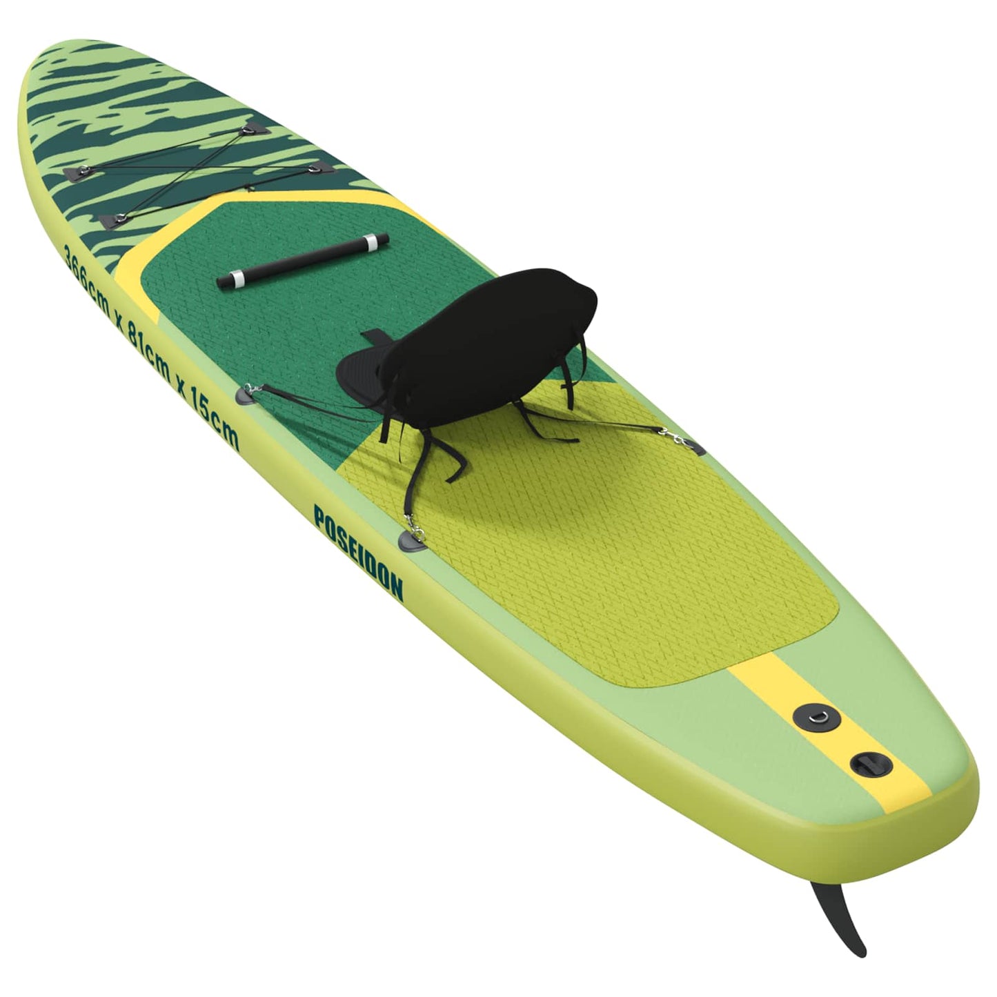SUP board med sæde 2-i-1 POSEIDON 366 x 81 x 15 cm Grøn til