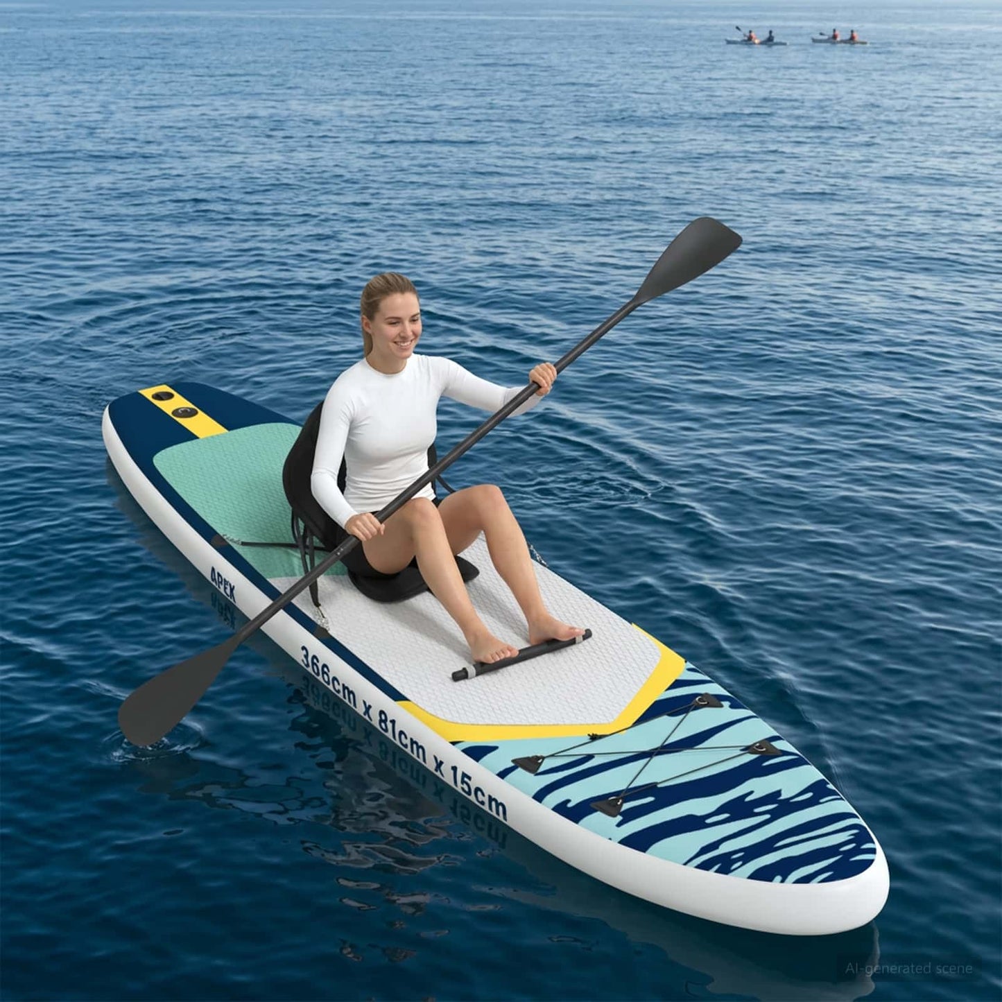 SUP board med sæde 2-i-1 APEX 366 x 81 x 15 cm Blå til