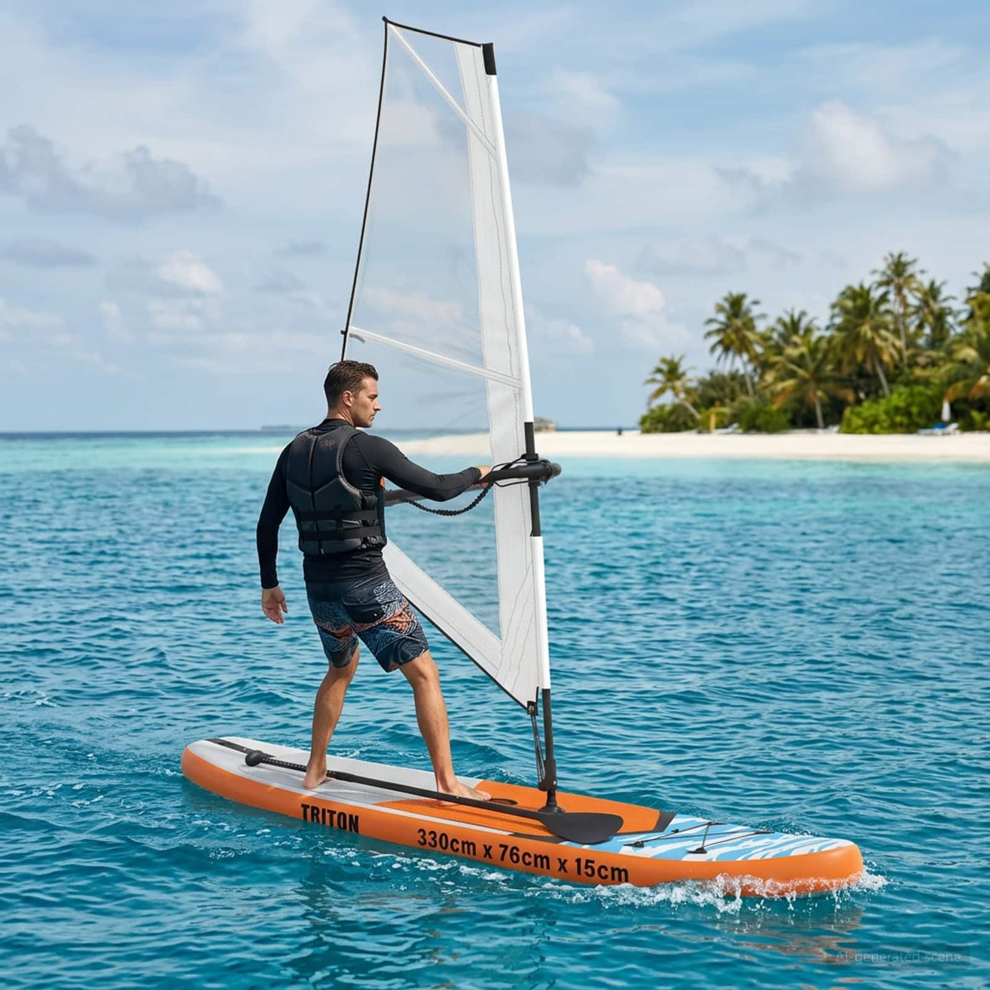 Oppusteligt SUP Board med Sejl TRITON 330 x 76 x 15 cm Blå til