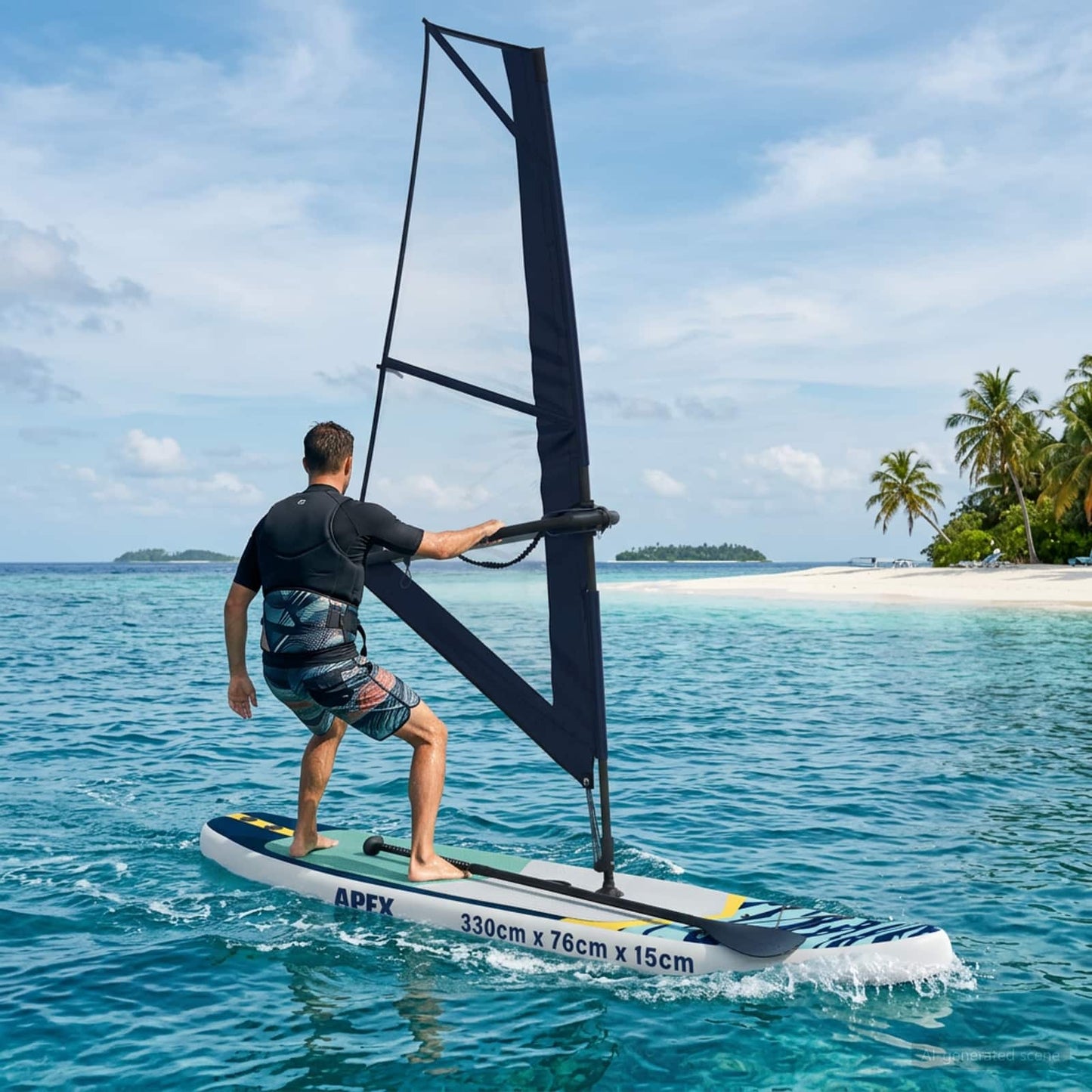 Oppusteligt SUP Board med Sejl APEX 330 x 76 x 15 cm Blå til