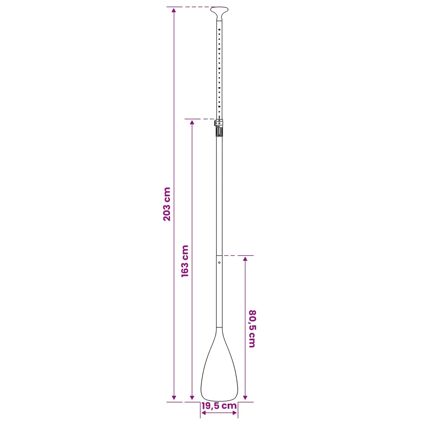 2 i 1 Kayak & SUP Paddle 203 x 19,5 cm Sort