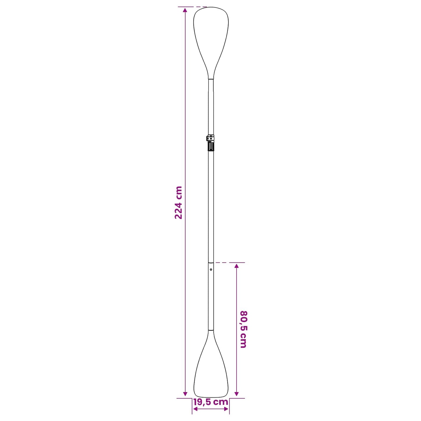 2 i 1 Kayak & SUP Paddle 203 x 19,5 cm Sort