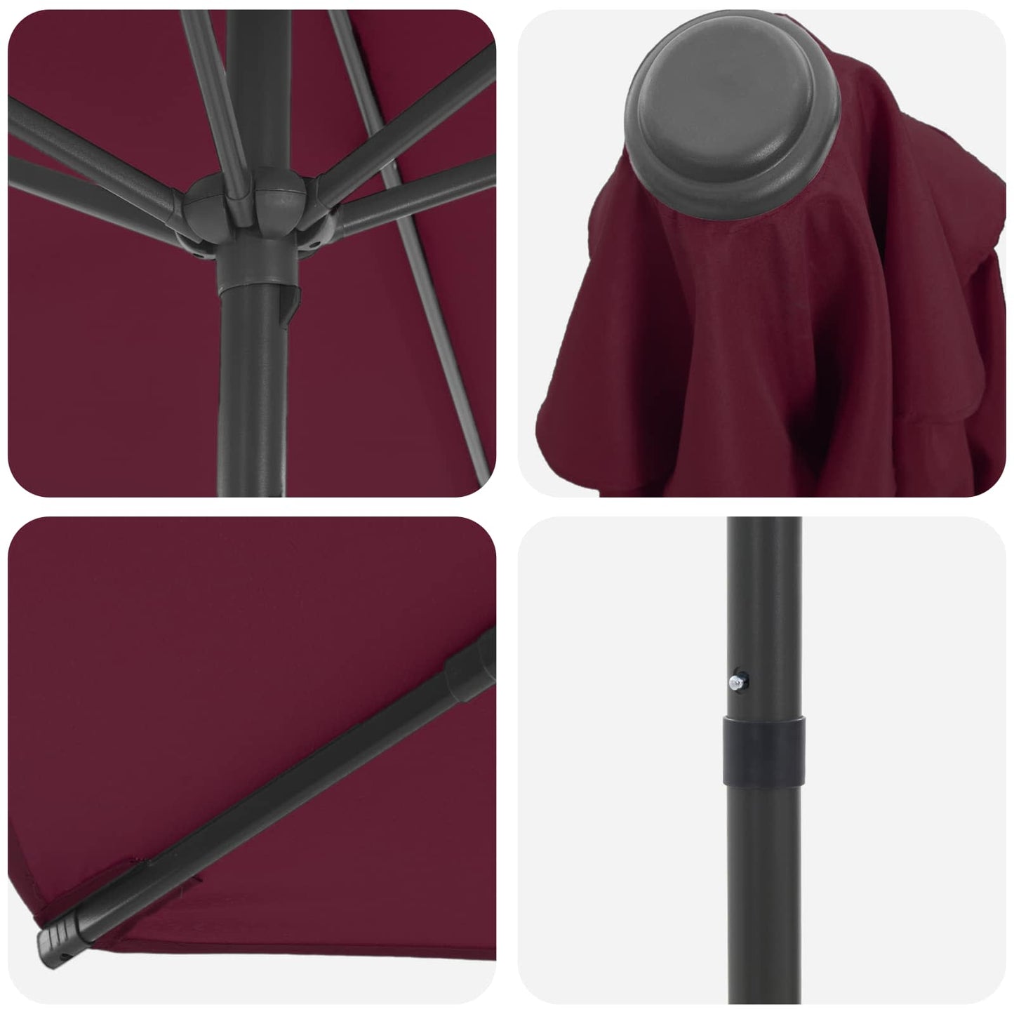 Havesol 270 x 270 cm Polyester Rektangulær Bordeaux Rød