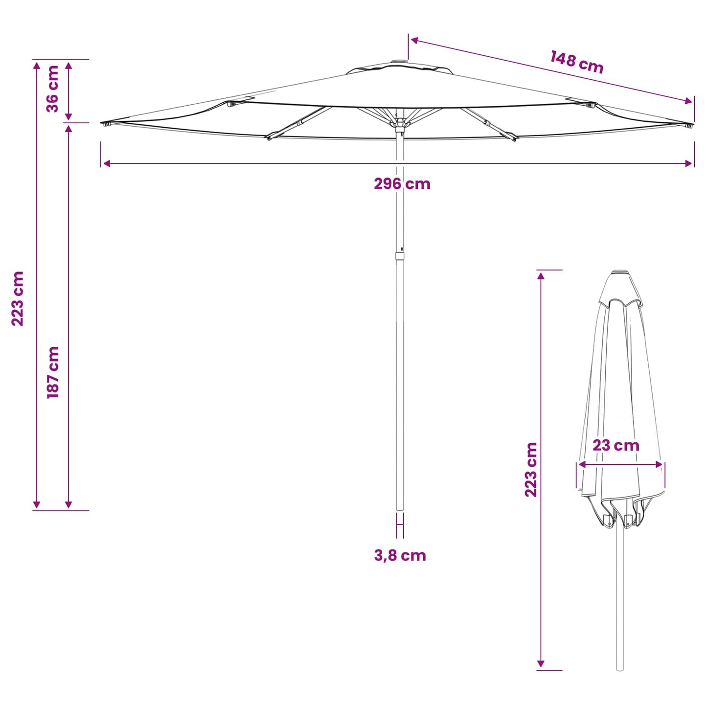Havesol 300 x 300 cm Polyester Rektangulær Blå og Hvid