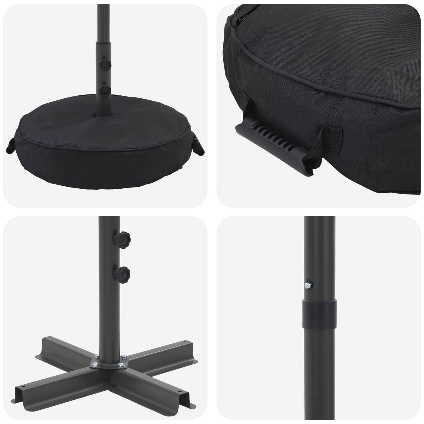 Haveparasol med base 230 x 230 cm Polyester Rektangulær Gråbrun