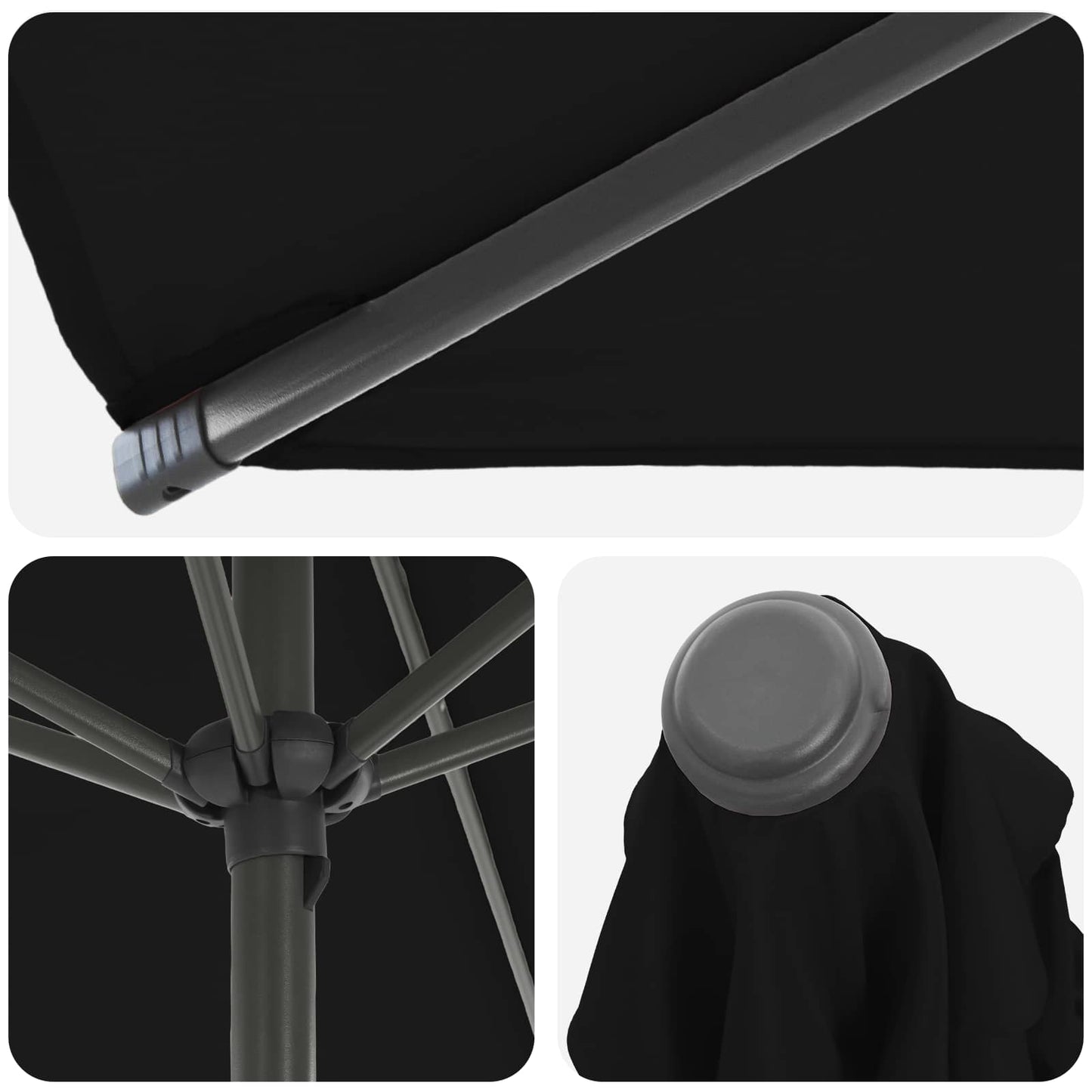 Haveparasol med base 230 x 230 cm Polyester Rektangulær Sort