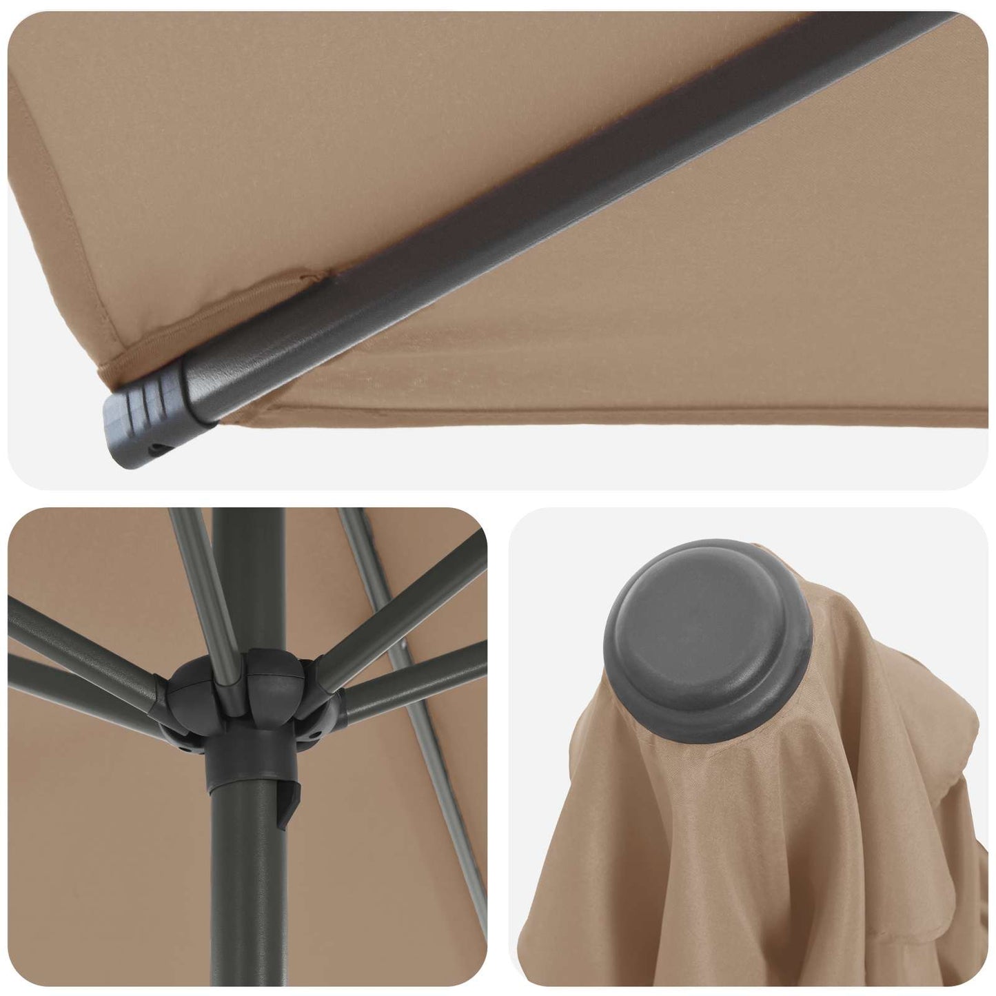 Haveparasol med base 300 x 300 cm Polyester Rektangulær Gråbrun