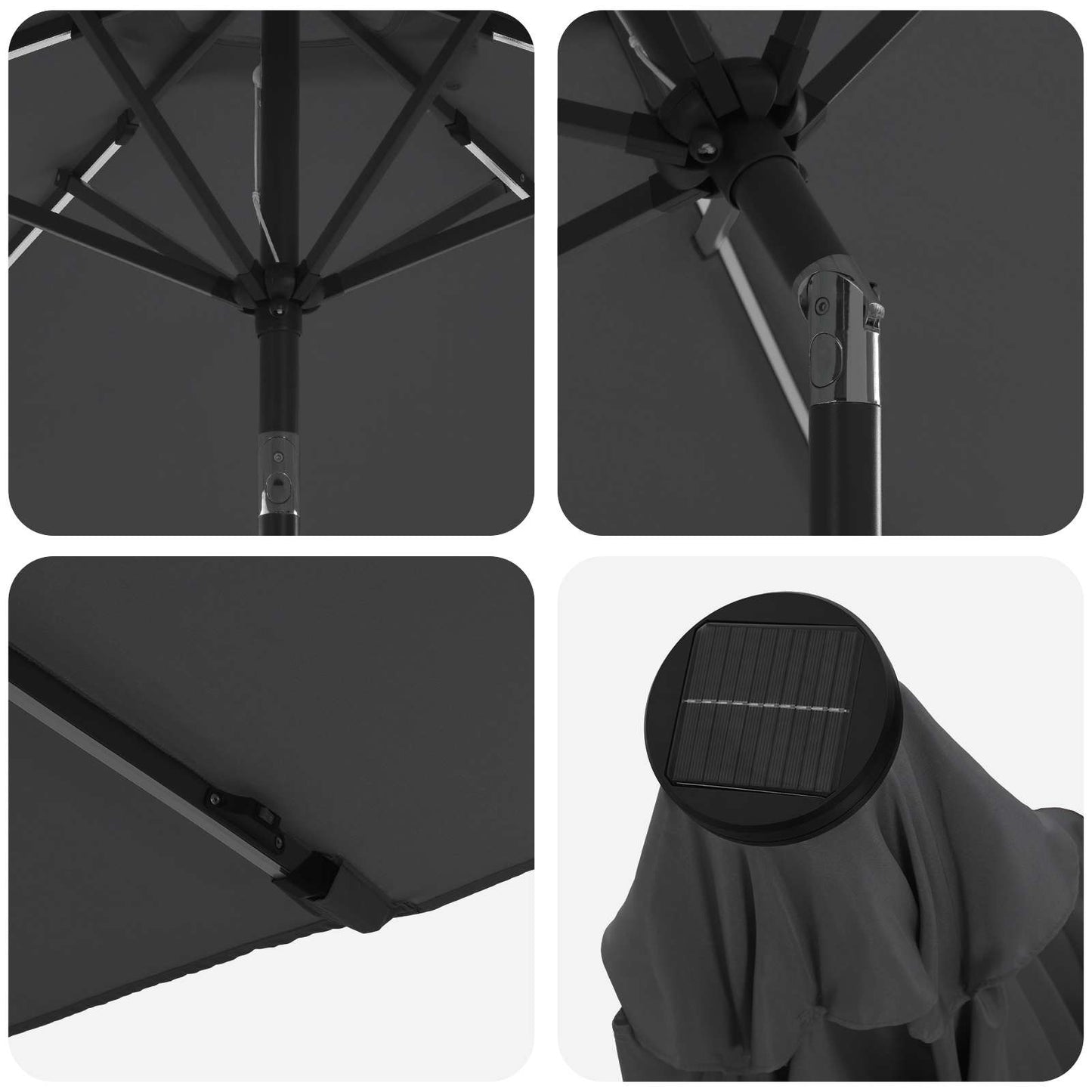 Haveparasol med LED lys og fod 200 x 300 cm Polyester Antracit