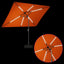Haveparasol med LED lys og fod 200 x 300 cm Polyester