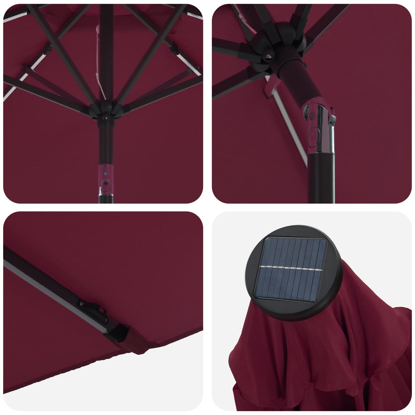 Haveparasol med LED lys og fod 200 x 300 cm Polyester