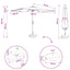 Haveparasol med LED lys og fod 200 x 300 cm Polyester