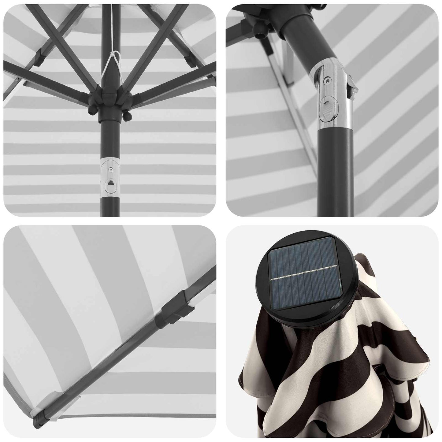 Haveparasol med LED lys og fod 200 x 300 cm Polyester