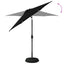 Haveparasol med LED lys og fod 230 x 230 cm Polyester Sort