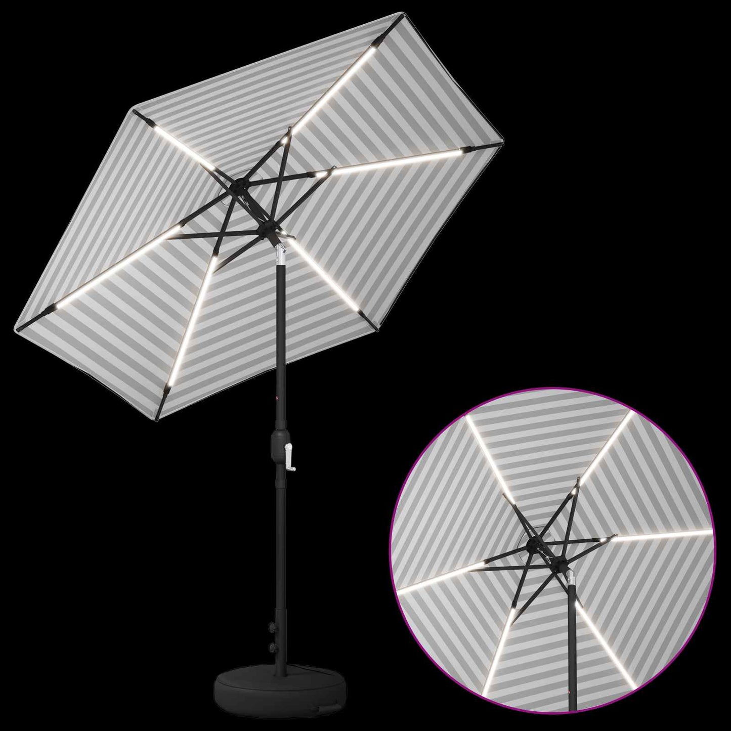 Haveparasol med LED lys og fod 230 x 230 cm Polyester