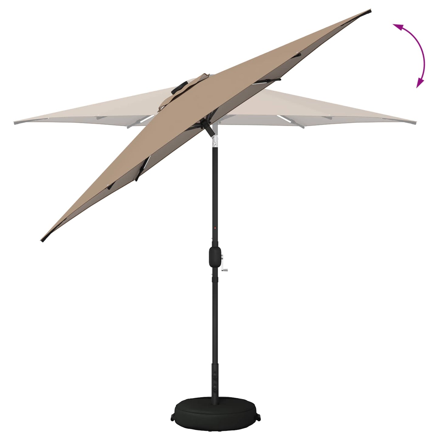 Haveparasol med LED lys og fod 270 x 270 cm Polyester Gråbrun