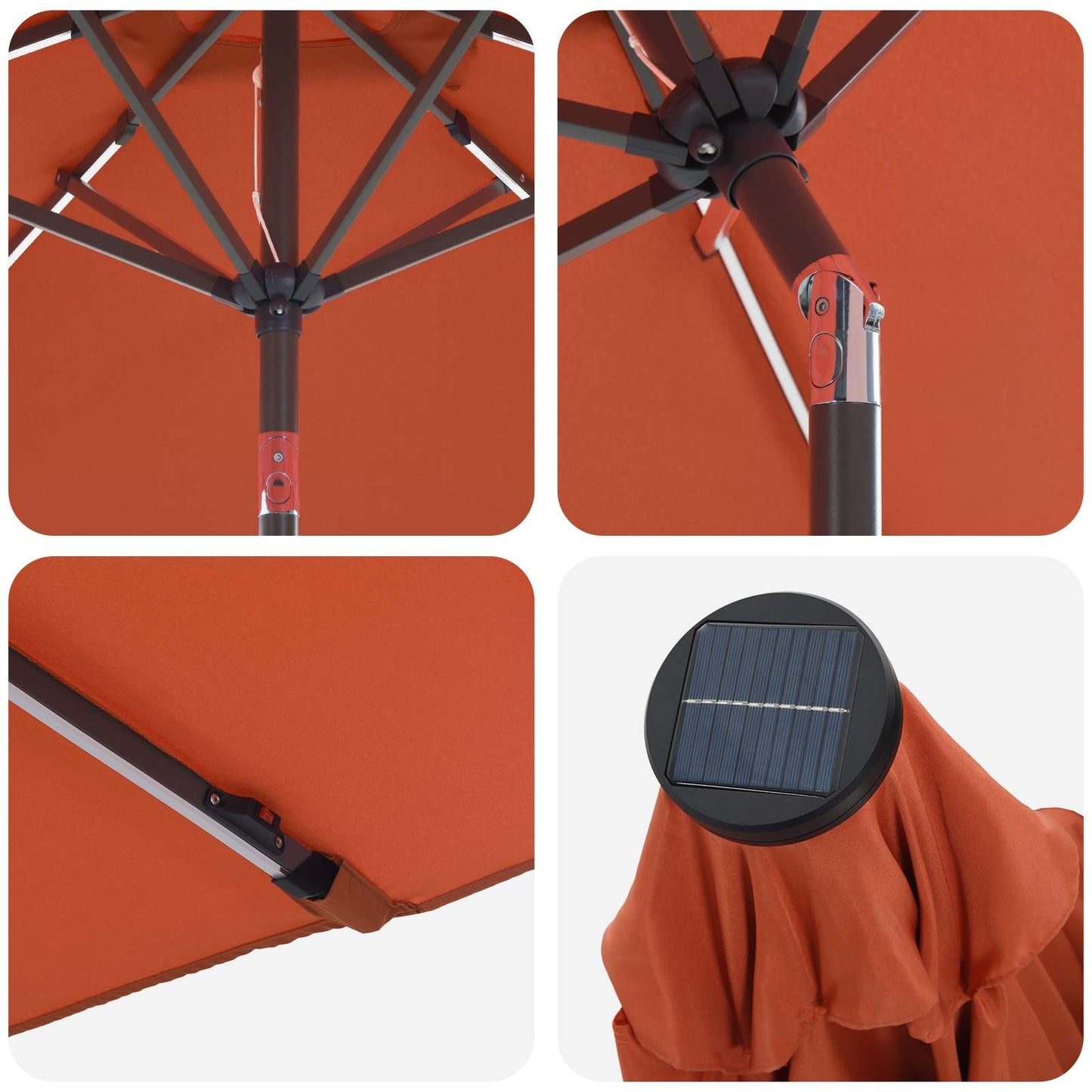 Haveparasol med LED lys og fod 270 x 270 cm Polyester