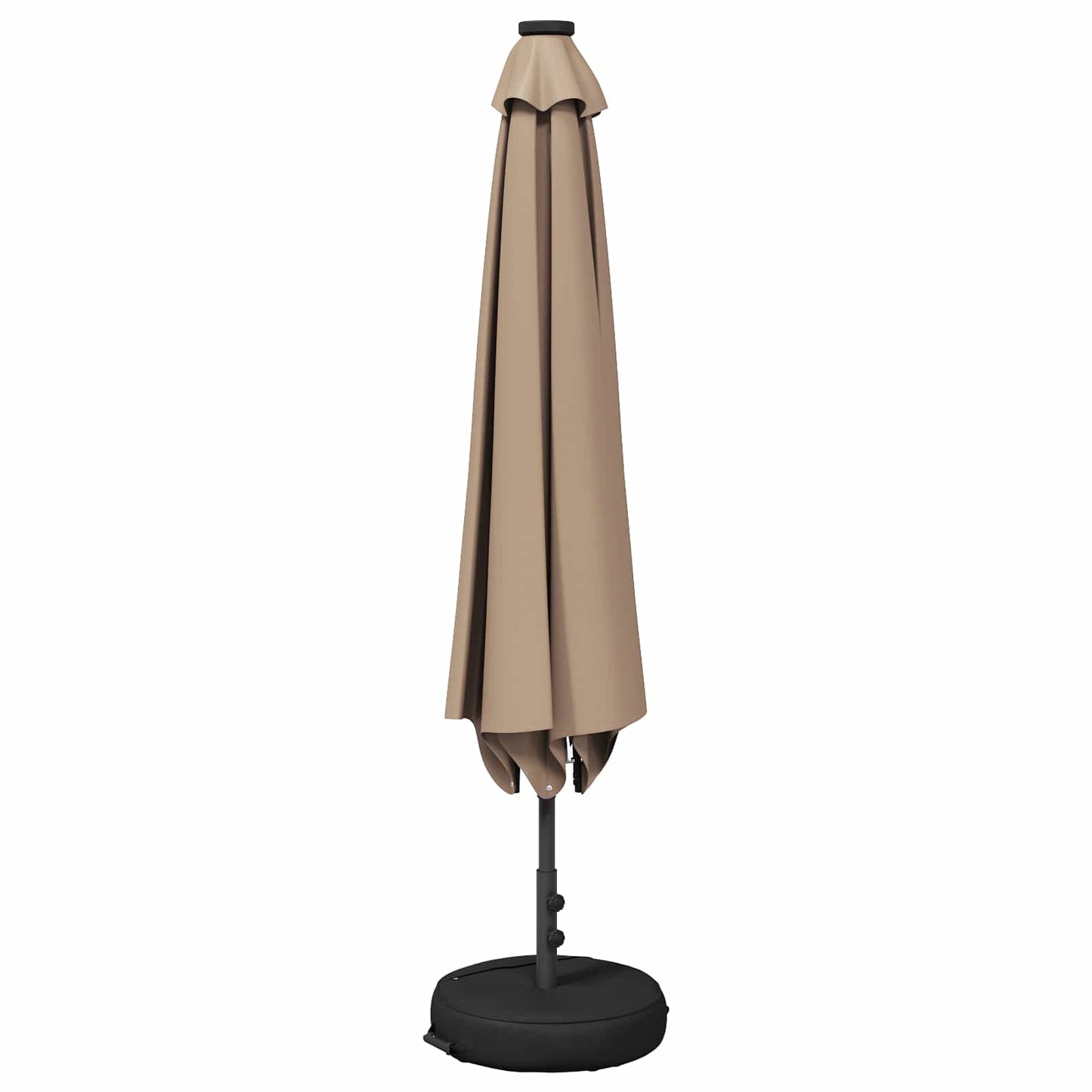 Haveparasol med LED lys og fod 300 x 300 cm Polyester Gråbrun