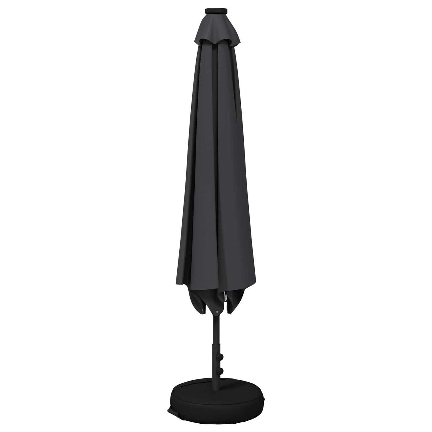 Haveparasol med LED lys og fod 300 x 300 cm Polyester Antracit