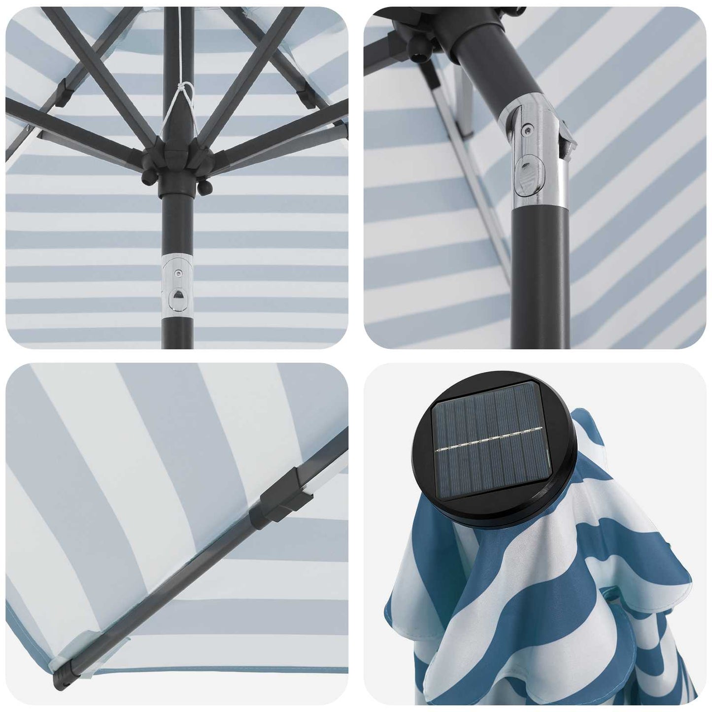 Haveparasol med LED lys og fod 300 x 300 cm Polyester