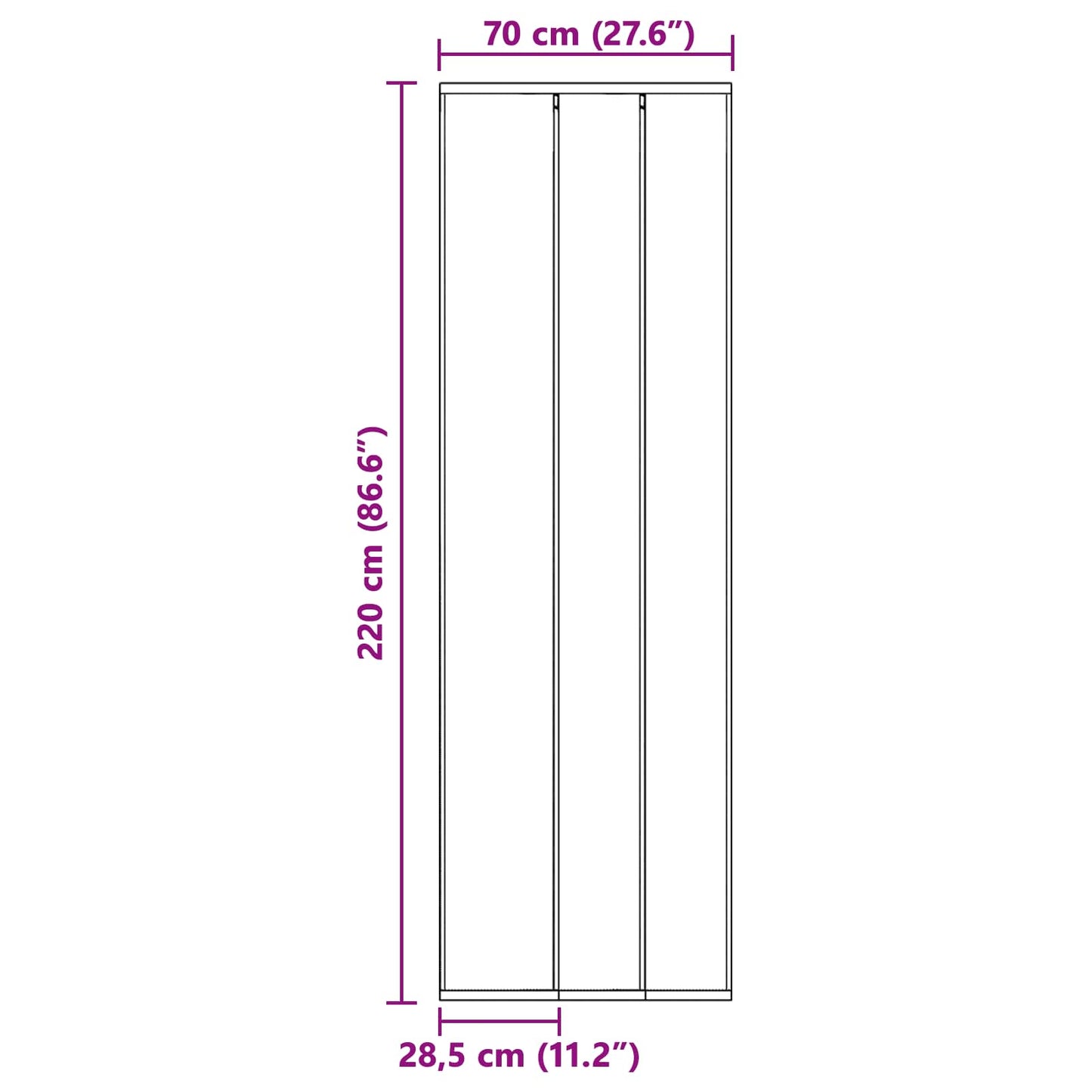 Insektdørskærm med netforhæng Sort 70 x 220 cm Polyester
