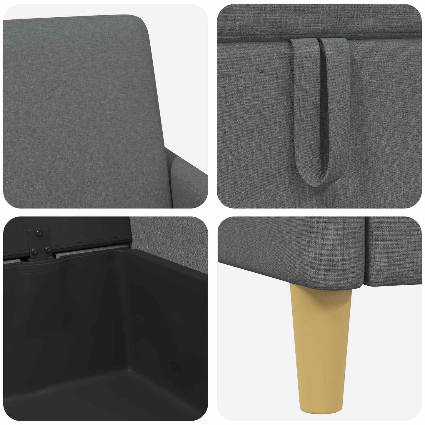 Sofa med opbevaring Mørkegrå 122 x 78 x 87 cm Polyester