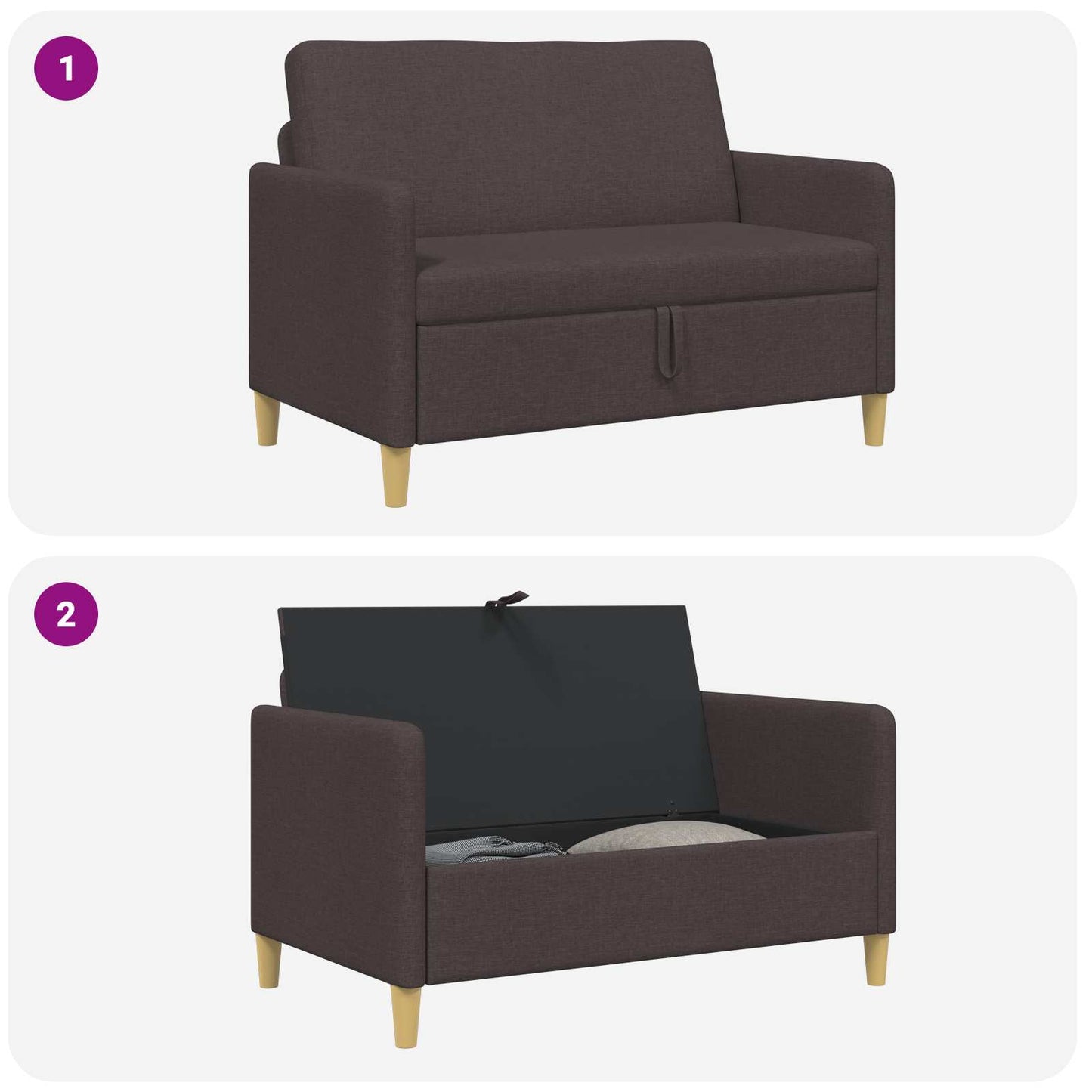 Sofa med opbevaring Mørk Brun 122 x 78 x 87 cm Polyester