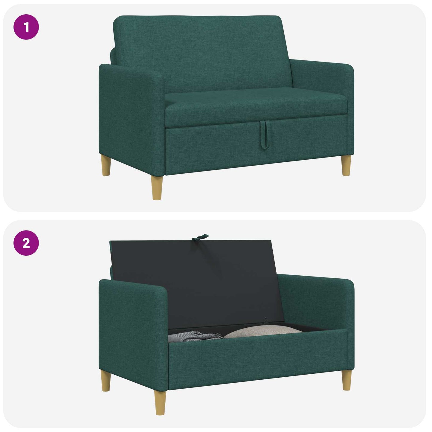 Sofa med opbevaring Mørkegrøn 122 x 78 x 87 cm Polyester