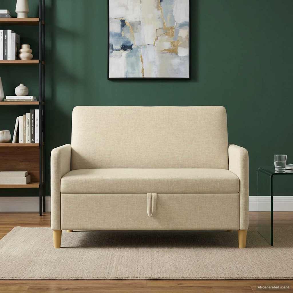 Sofa med opbevaring Cremefarvet 122 x 78 x 87 cm Polyester