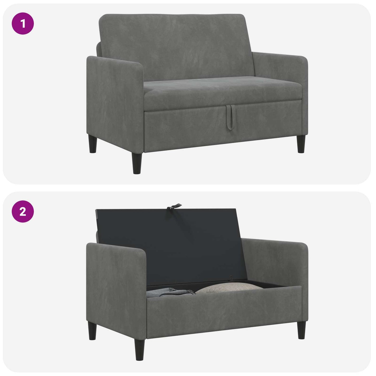 Sofa med opbevaring Mørkegrå 122 x 78 x 87 cm Polyester