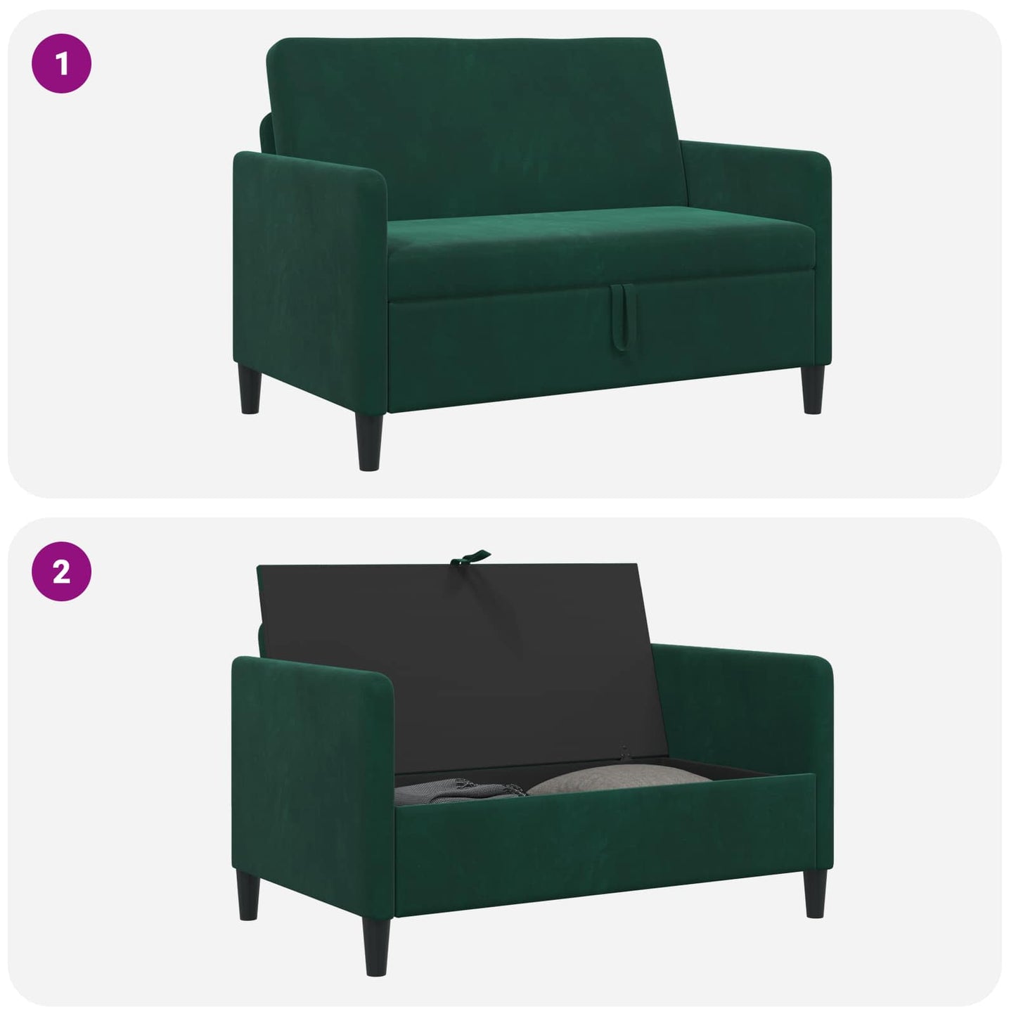 Sofa med opbevaring Mørkegrøn 122 x 78 x 87 cm Polyester